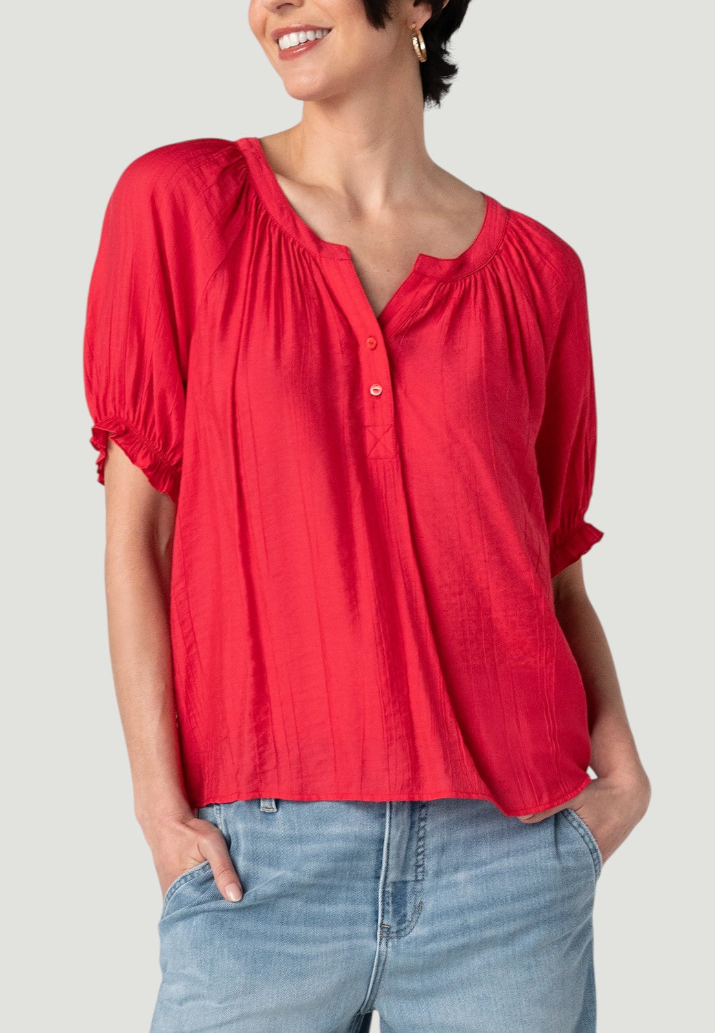 Katie ☆ MISS VIOLET short blouse FRNCH Missy Violet Multi Stripe Cotton Blend Knit Top | Red Dress