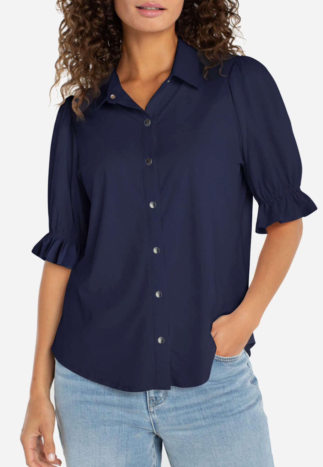 Snap Front Knit Shirt - Navy Ink-XS-NAVYINK-LIVERPOOL-Levy's Clothier