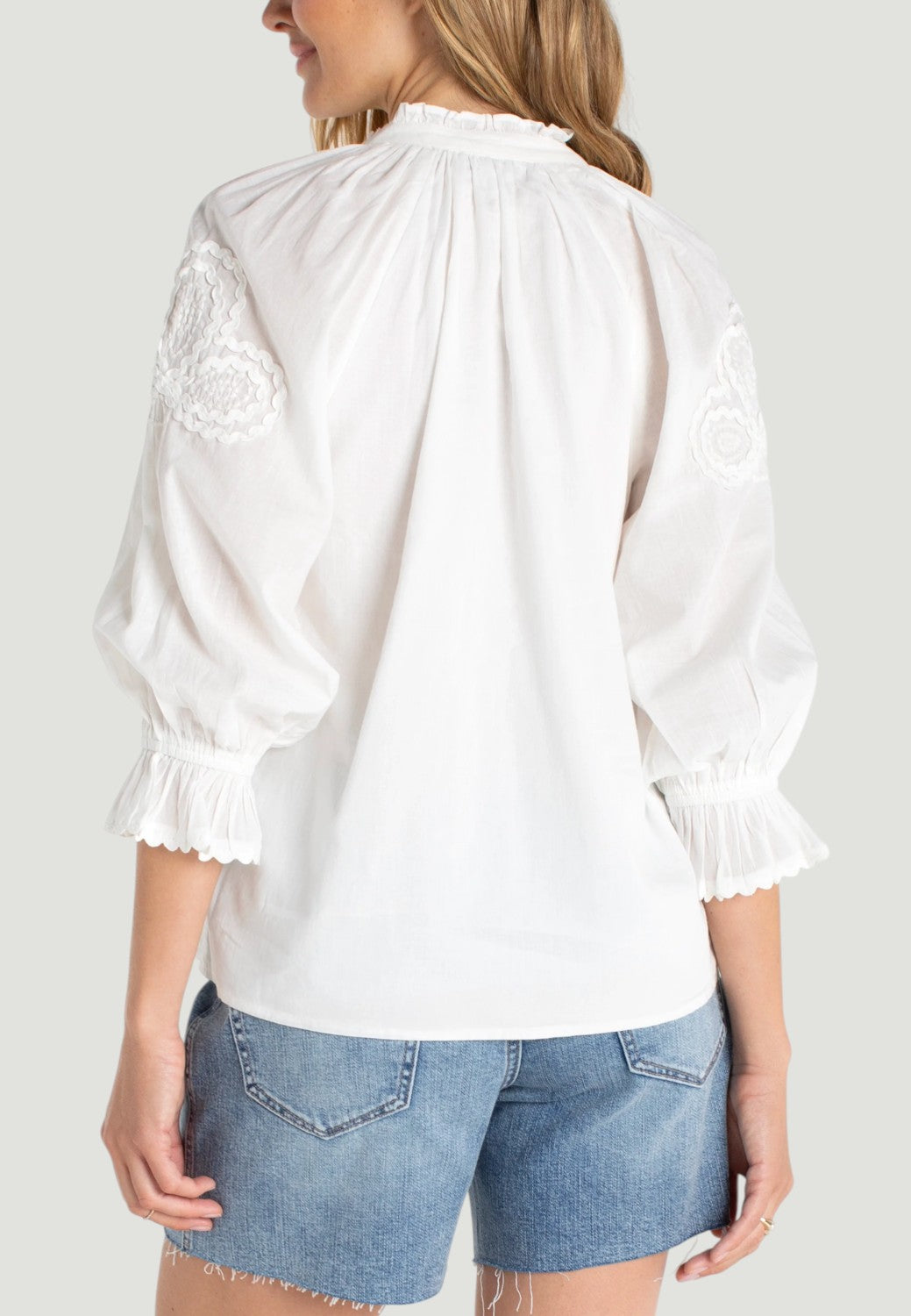 3/4 Sleeve Button Front Woven Top - Bone-XS-BONE-LIVERPOOL-Levy's Clothier