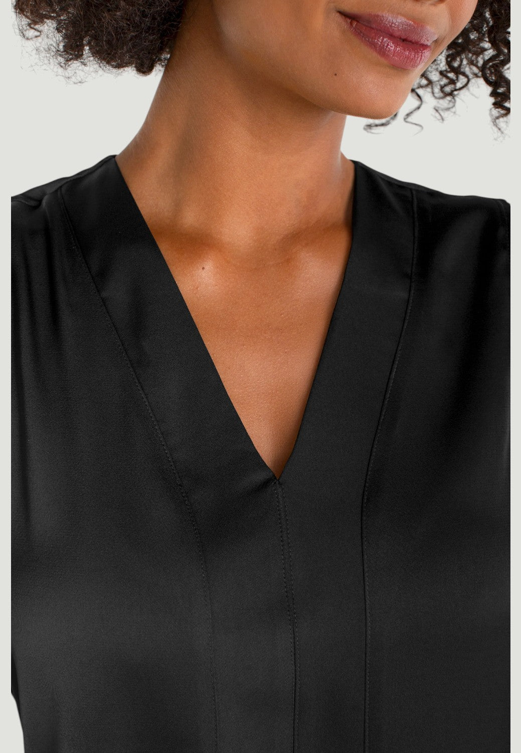 Sleeveless V-neck Woven-to-knit Top-XS-WHIPPED CREAM-LIVERPOOL-Levy's Clothier
