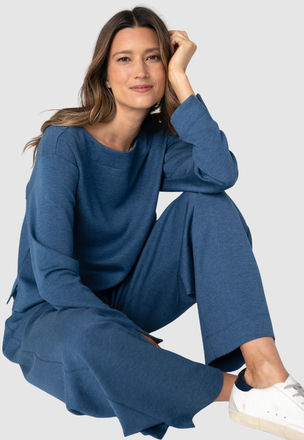 Long Sleeve Boat Neck Top-XS-HEATHERED NAVY-LIVERPOOL-Levy's Clothier