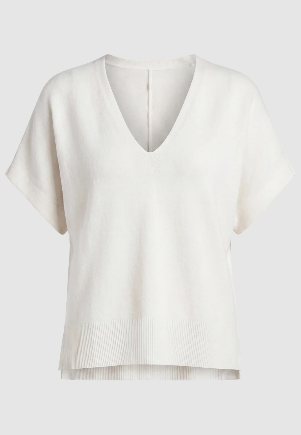 Short Sleeve V-Neck Dolman Popover Sweater with Step Hem-XS-WHIPPED CREAM-LIVERPOOL-Levy's Clothier