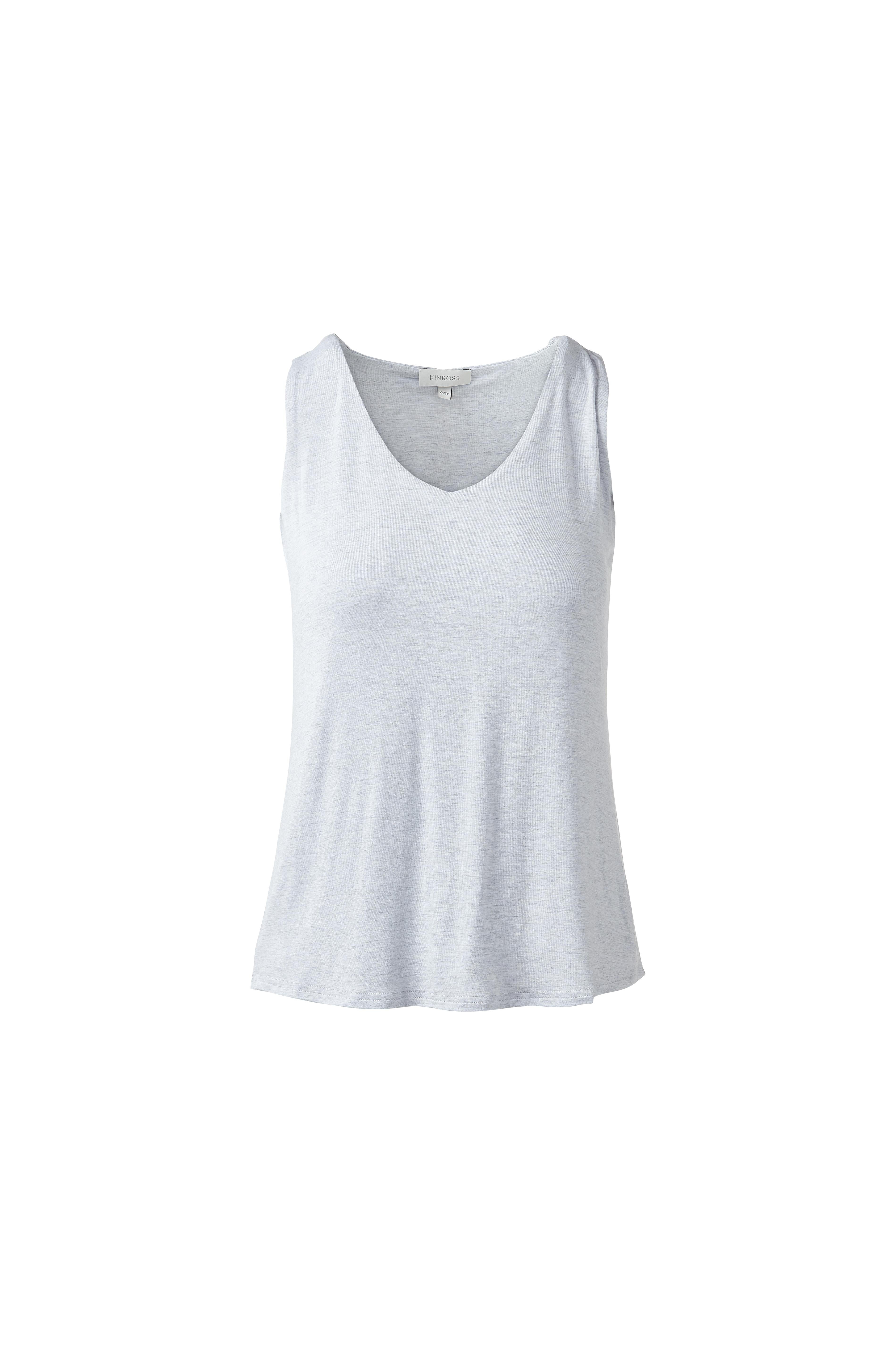 BAMBOO HI LOW VEE TANK-GRIS-XS-Kinross Cashmere-Levy's Clothier