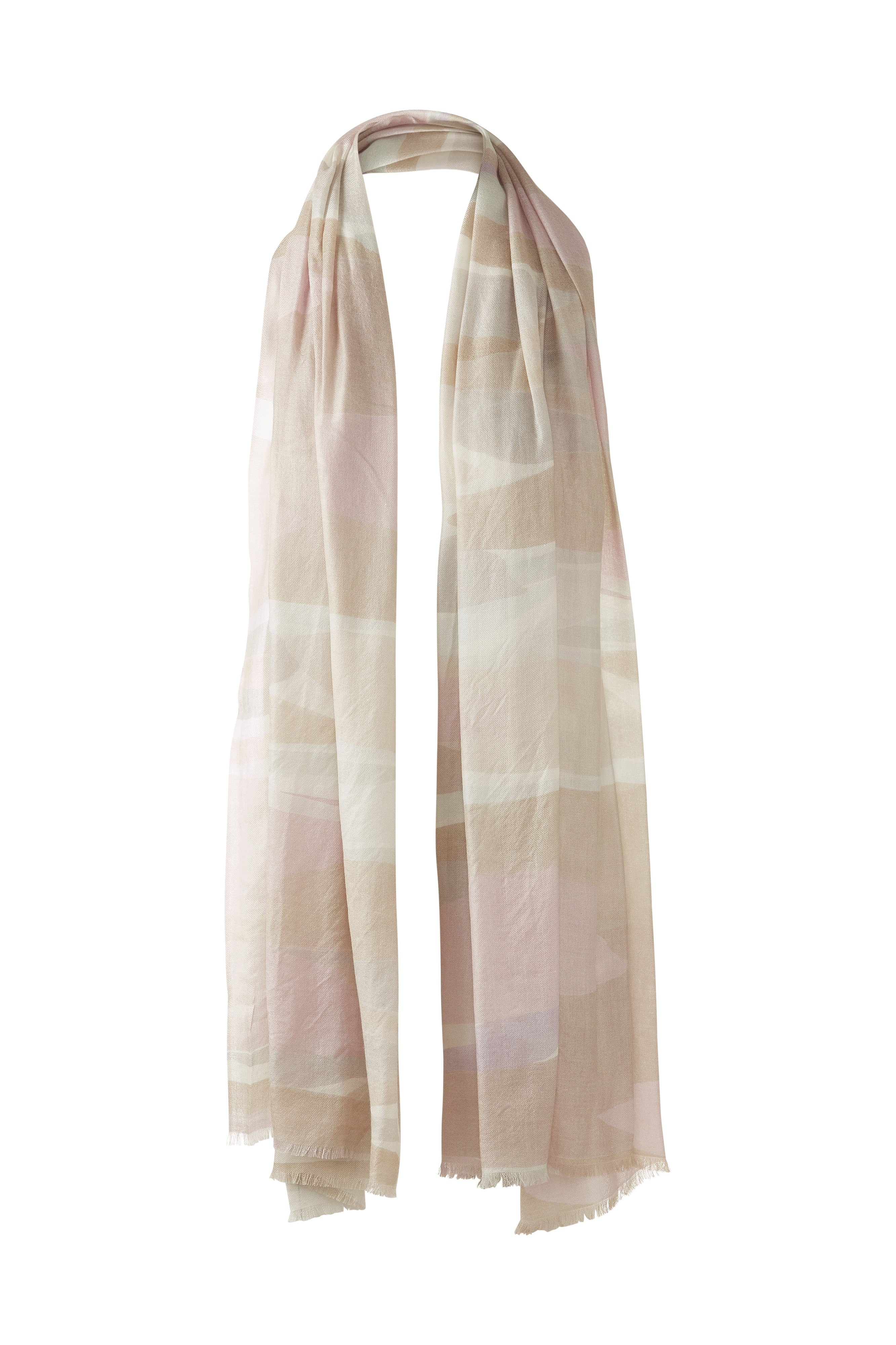 ABSTRACT LANDSCAPE PRINT SCARF-LILAC_MULTI-OS-Kinross Cashmere-Levy's Clothier