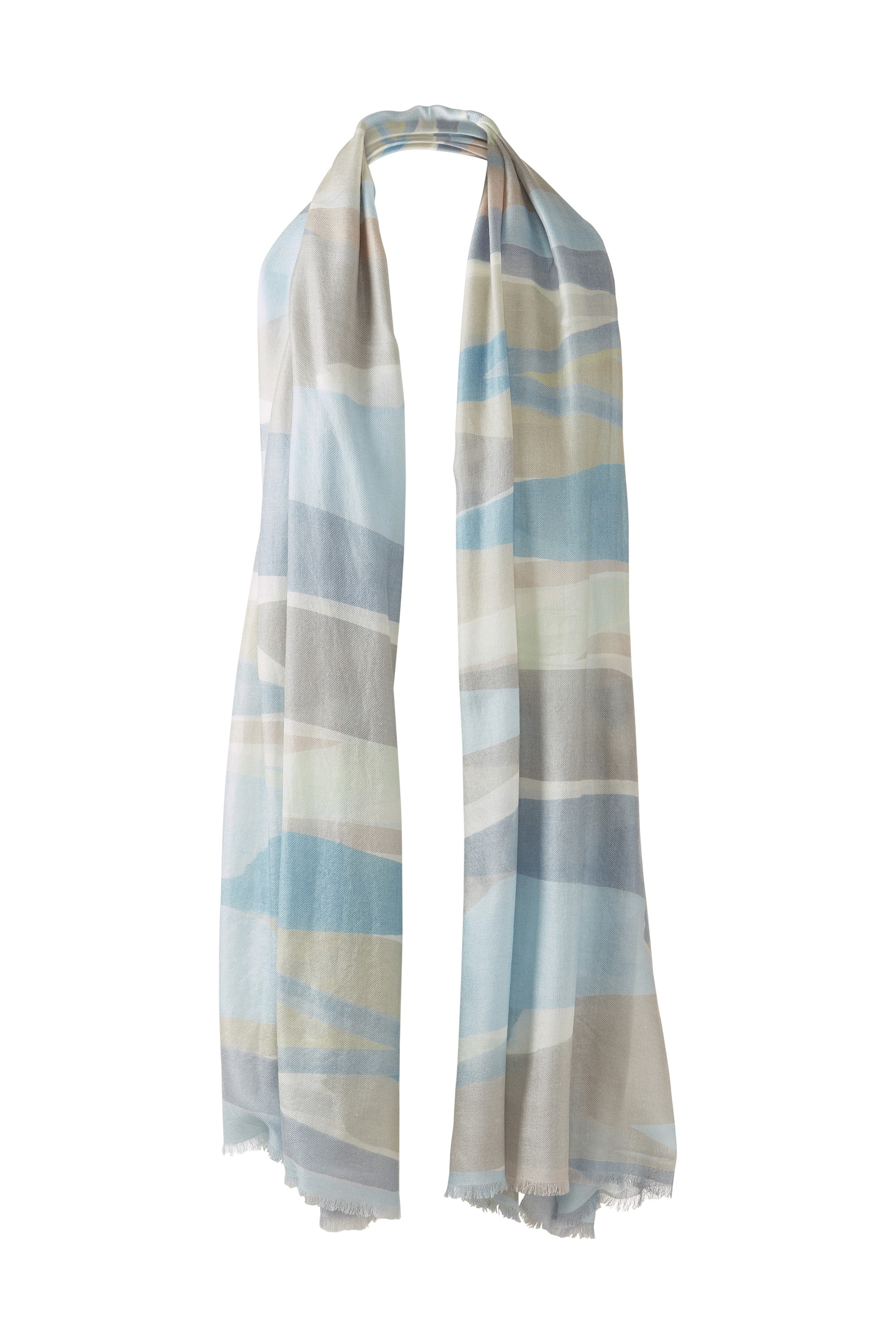 ABSTRACT LANDSCAPE PRINT SCARF-SKYWAY_MULTI-OS-Kinross Cashmere-Levy's Clothier
