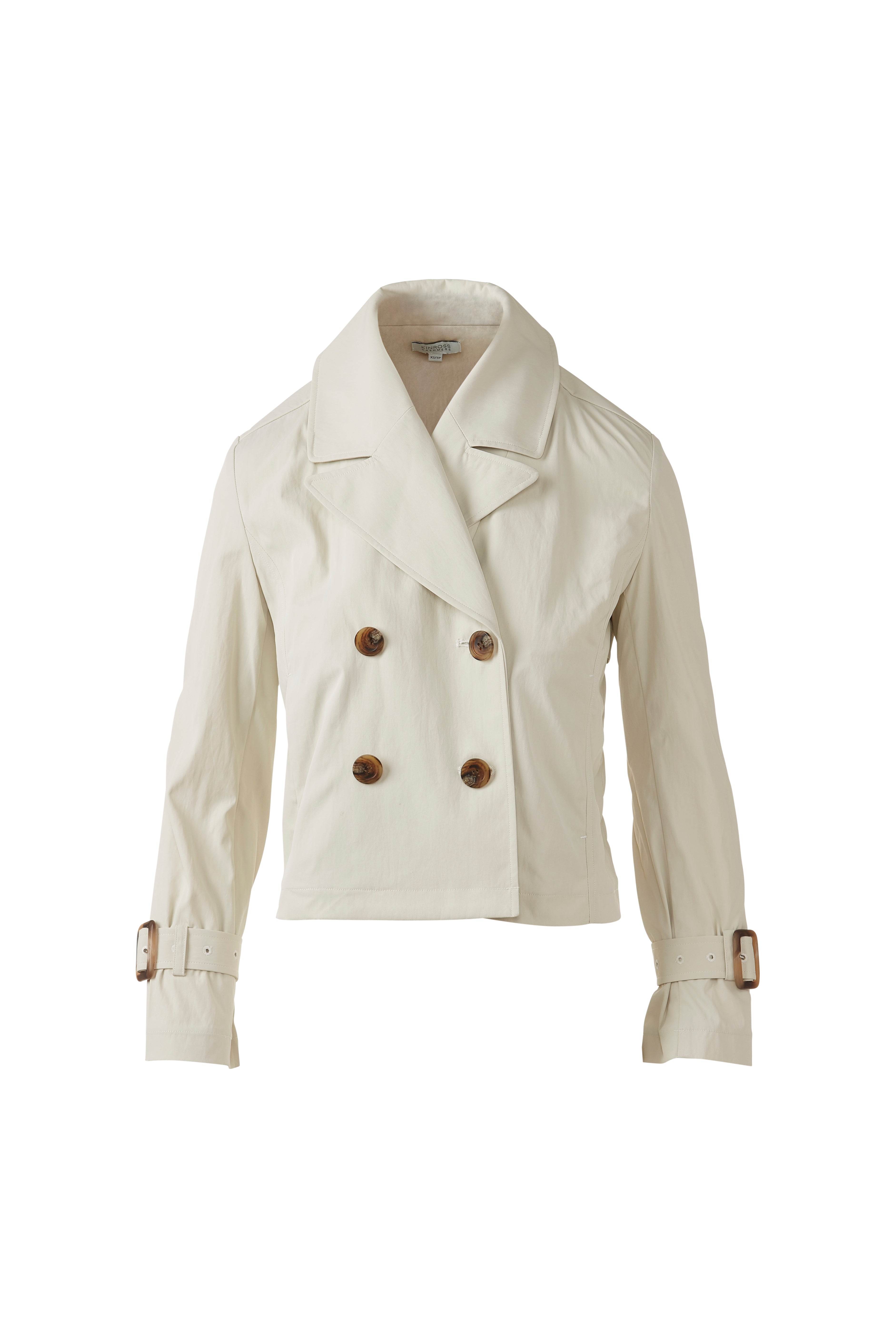 LIGHTWEIGHT CROP TRENCH-CLOUD-XS-Kinross Cashmere-Levy's Clothier
