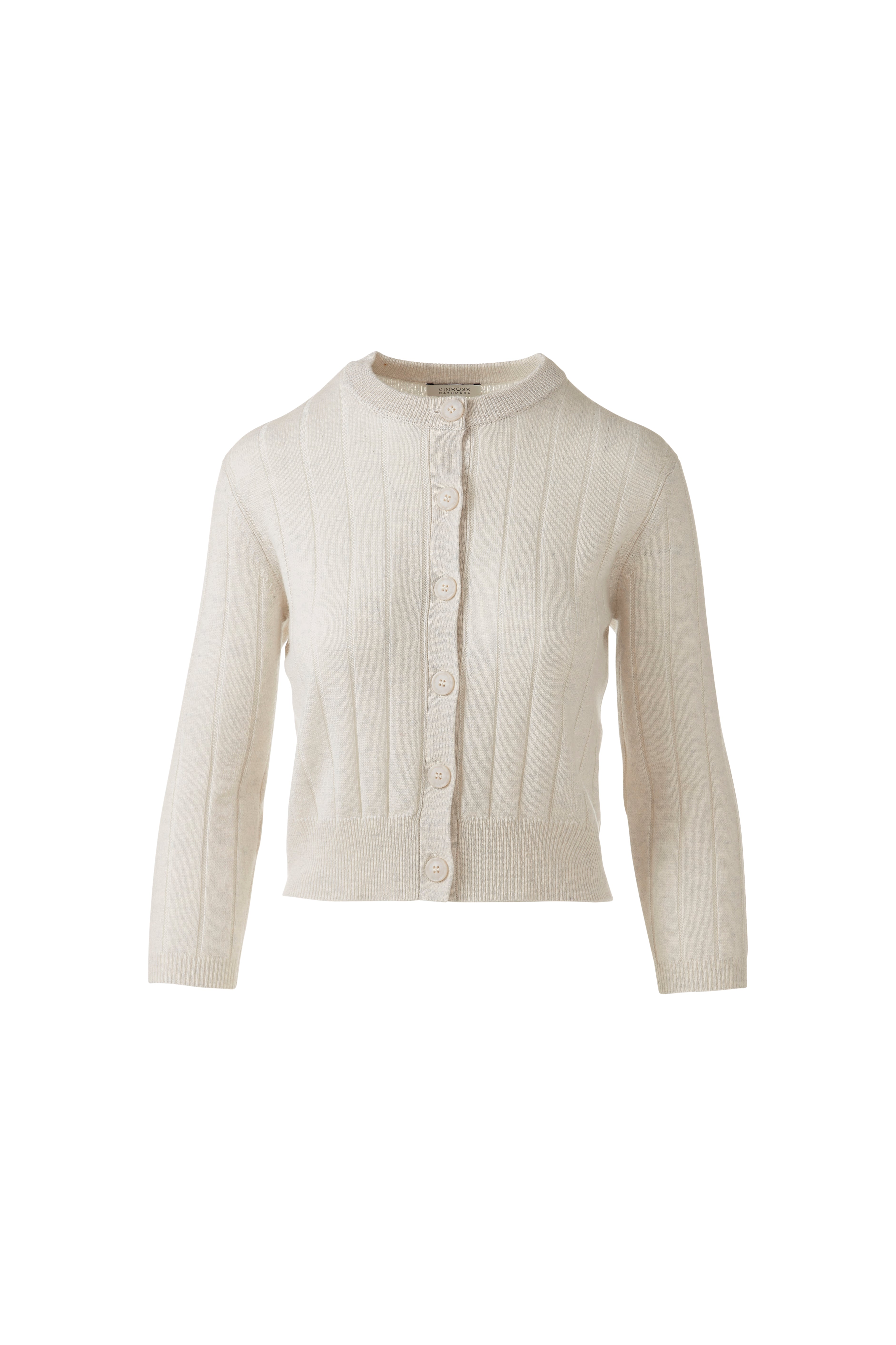 SHORT RIB CREW CARDIGAN-CLOUD-XS-Kinross Cashmere-Levy's Clothier