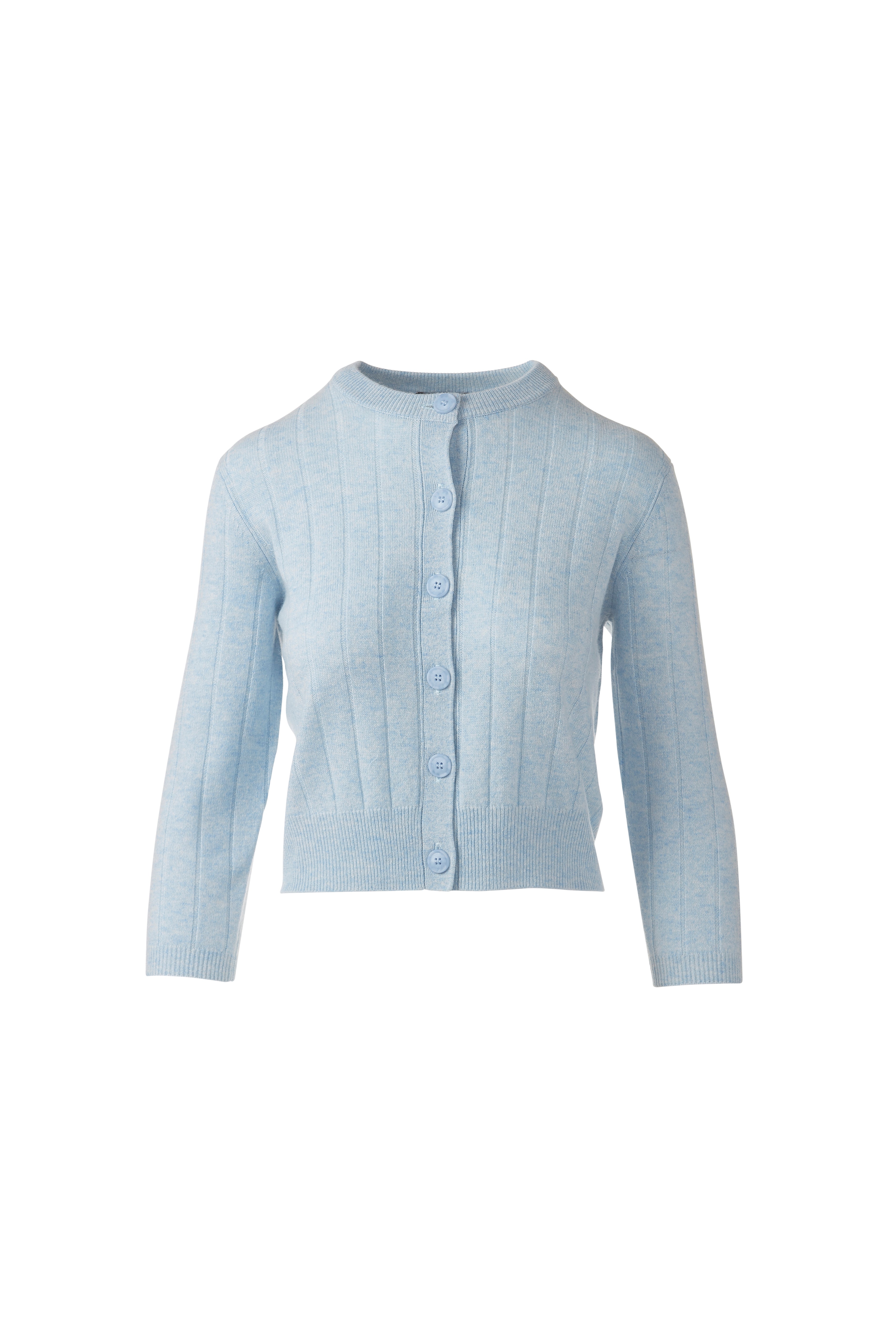 SHORT RIB CREW CARDIGAN-CLOUD-XS-Kinross Cashmere-Levy's Clothier
