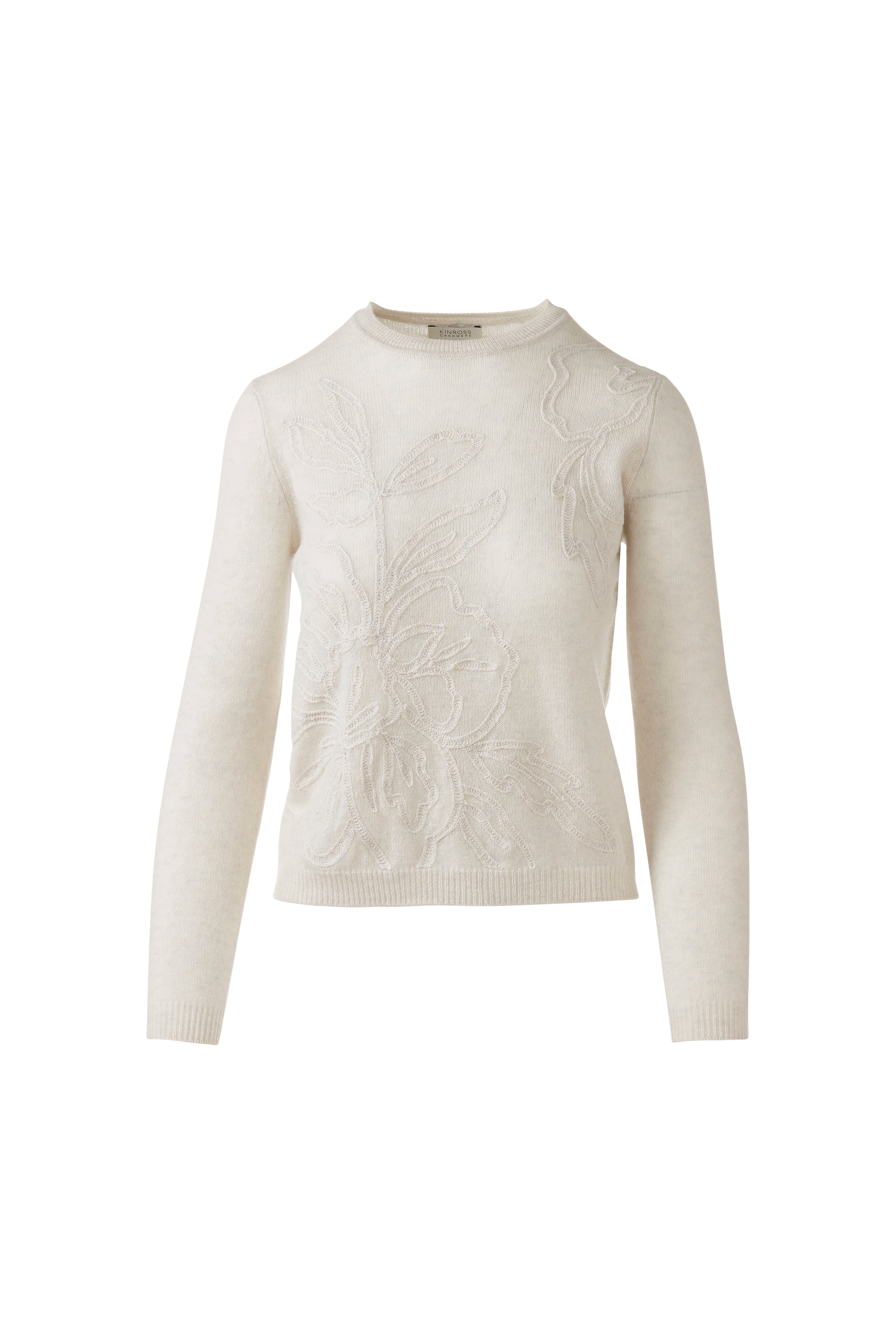 FLORAL EMBROIDERED CREW-CLOUD-XS-Kinross Cashmere-Levy's Clothier