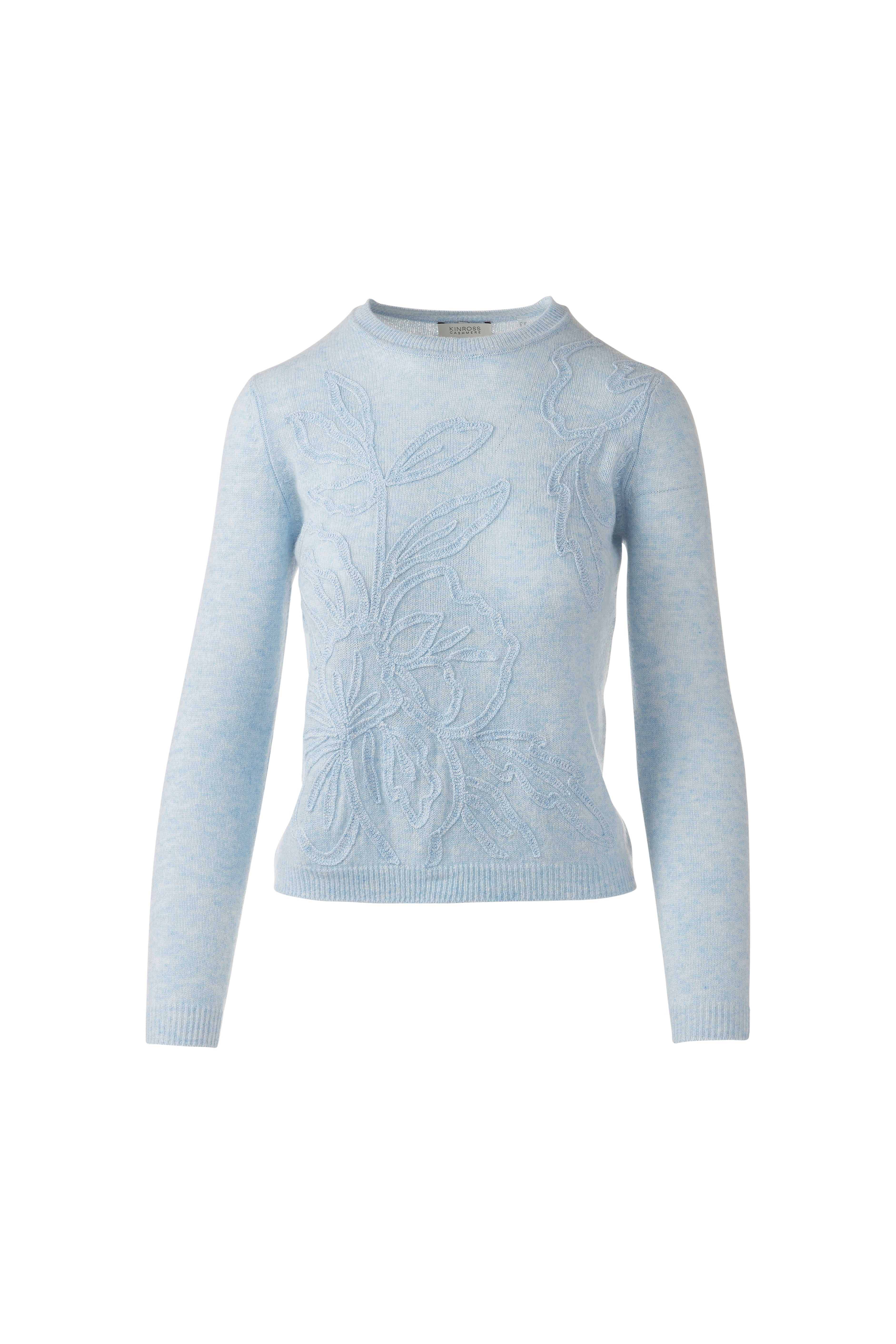FLORAL EMBROIDERED CREW-SKYWAY-XS-Kinross Cashmere-Levy's Clothier
