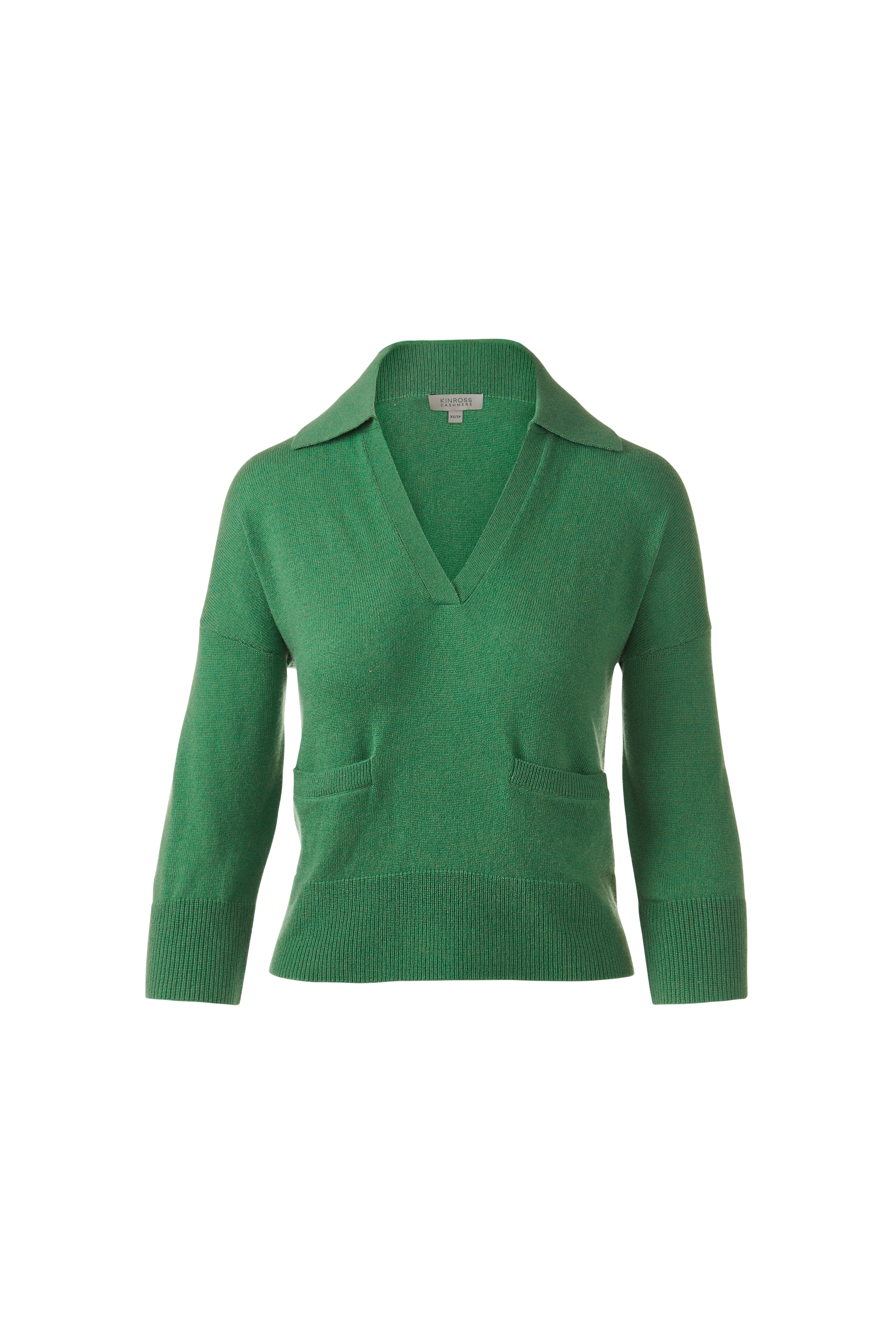 3/4 SLEEVE SPLIT NECK POLO-VINE-XS-Kinross Cashmere-Levy's Clothier
