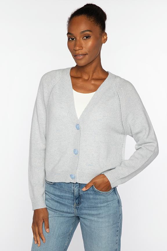 MARLED VEE CARDIGAN-LILAC/CLOUD-XS-Kinross Cashmere-Levy's Clothier
