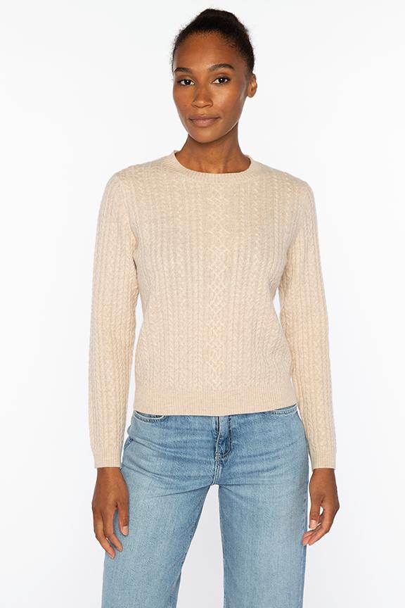 MICRO CABLE CREW-STRAW-XS-Kinross Cashmere-Levy's Clothier