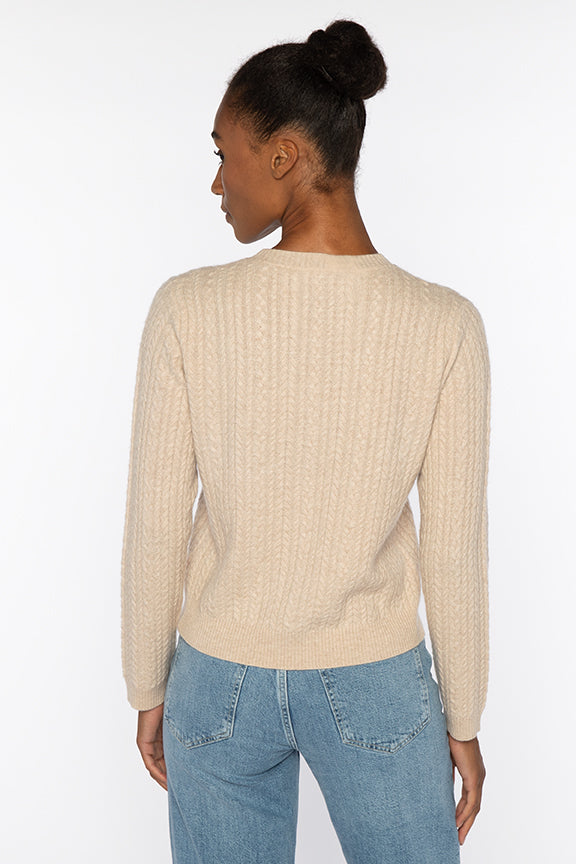 MICRO CABLE CREW-STRAW-XS-Kinross Cashmere-Levy's Clothier