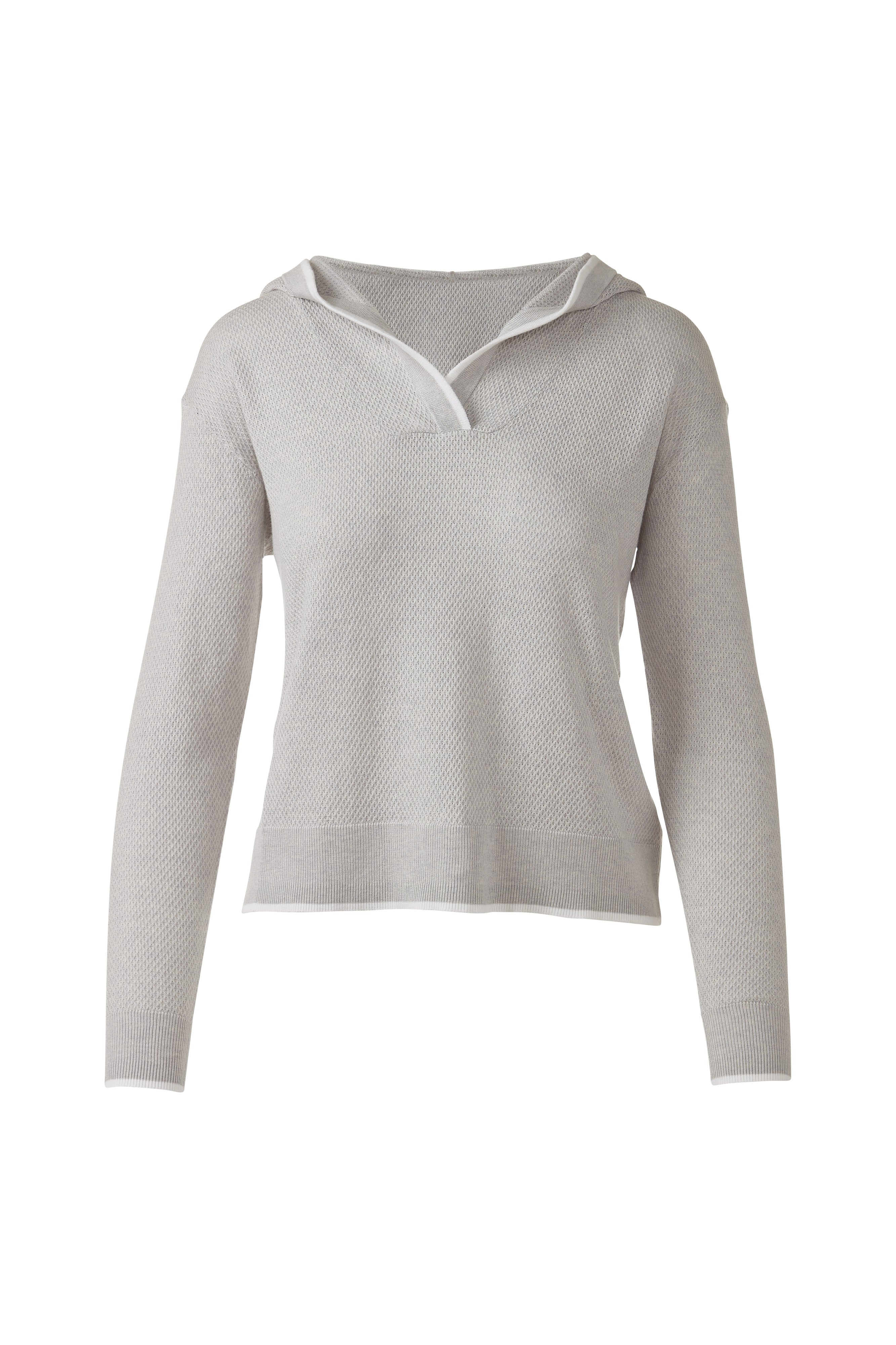 RIB PULLOVER HOODIE-GREYSTONE/WHITE-XS-Kinross Cashmere-Levy's Clothier