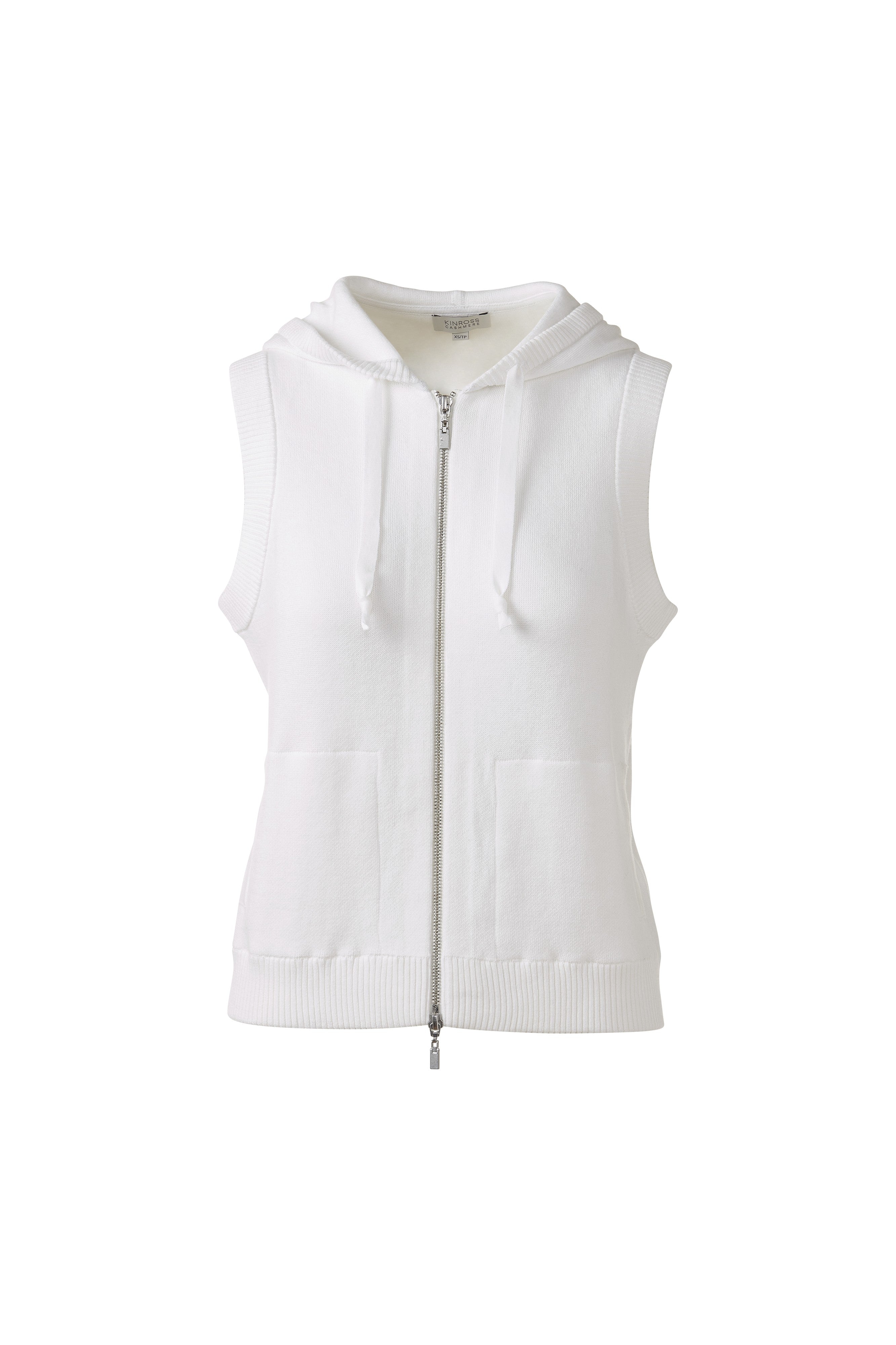 SLEEVELESS ZIP HOODIE-WHITE-XS-Kinross Cashmere-Levy's Clothier
