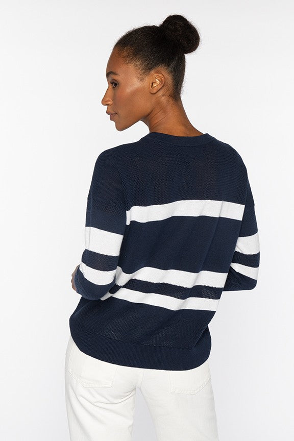 MESH STRIPE CREW-DENIM/GREYSTONE-XS-Kinross Cashmere-Levy's Clothier