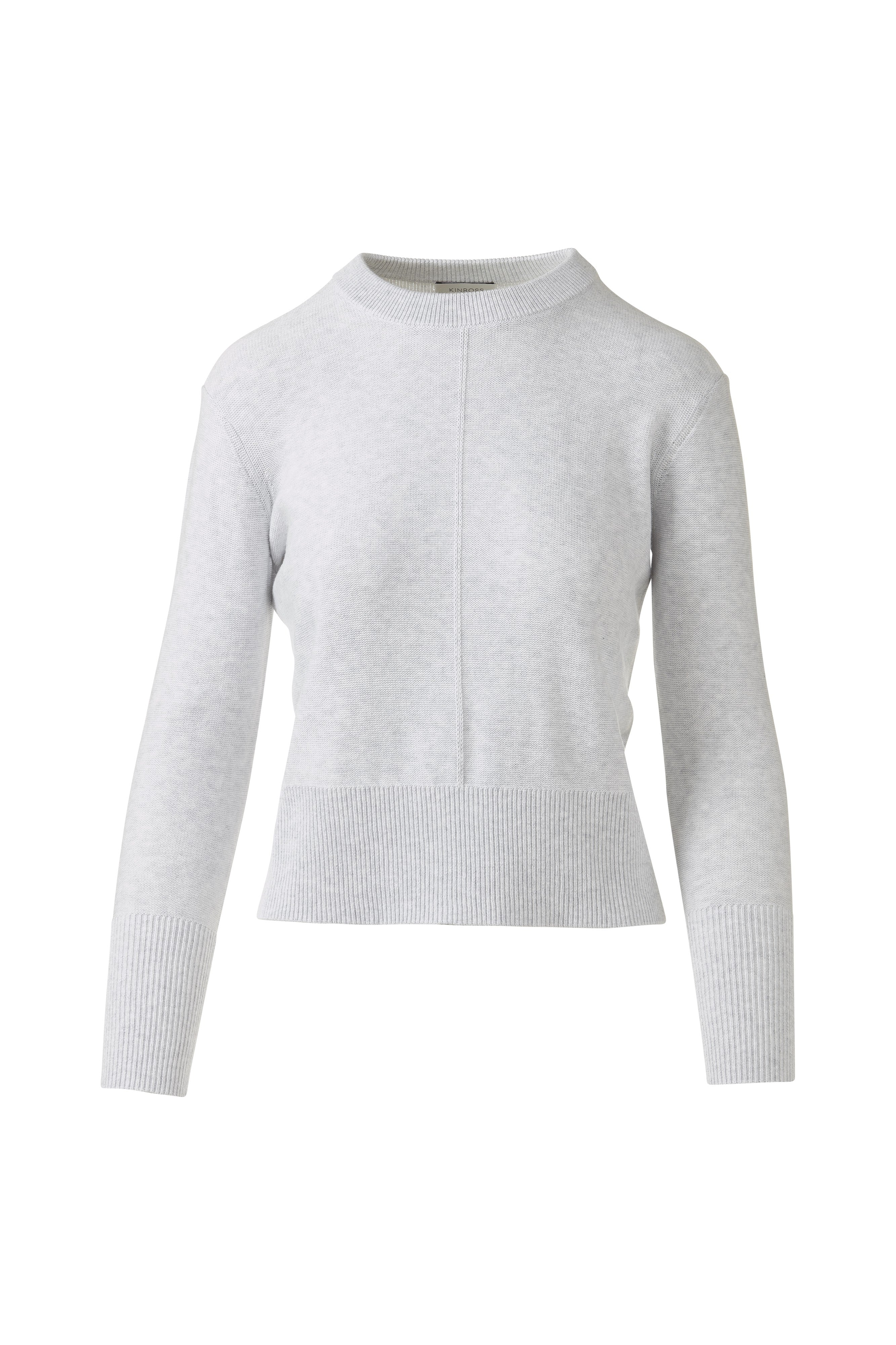 RIB TRIM CREW-DOVE-XS-Kinross Cashmere-Levy's Clothier
