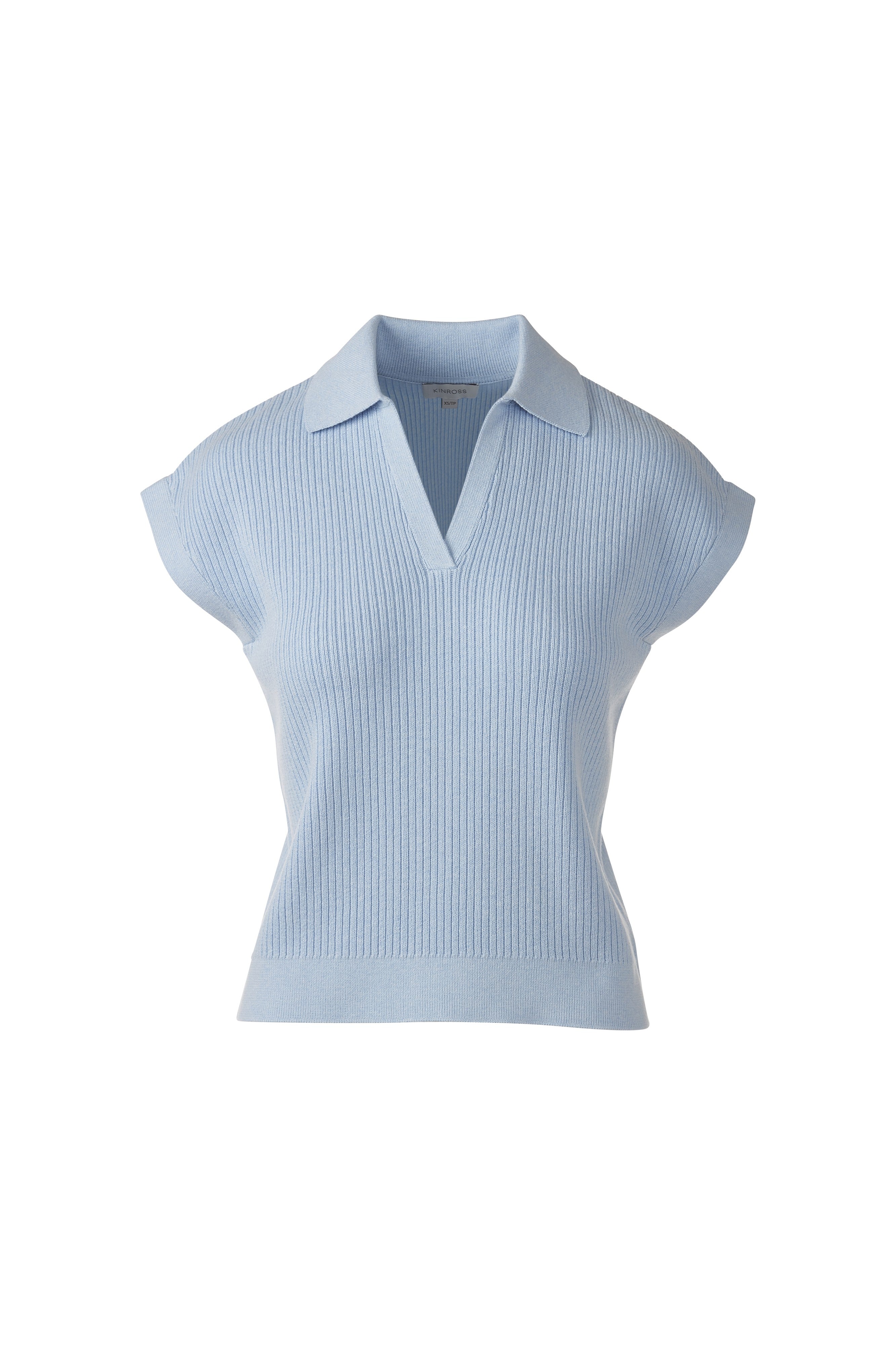RIB SPLITNECK POLO-SKYWAY-XS-Kinross Cashmere-Levy's Clothier