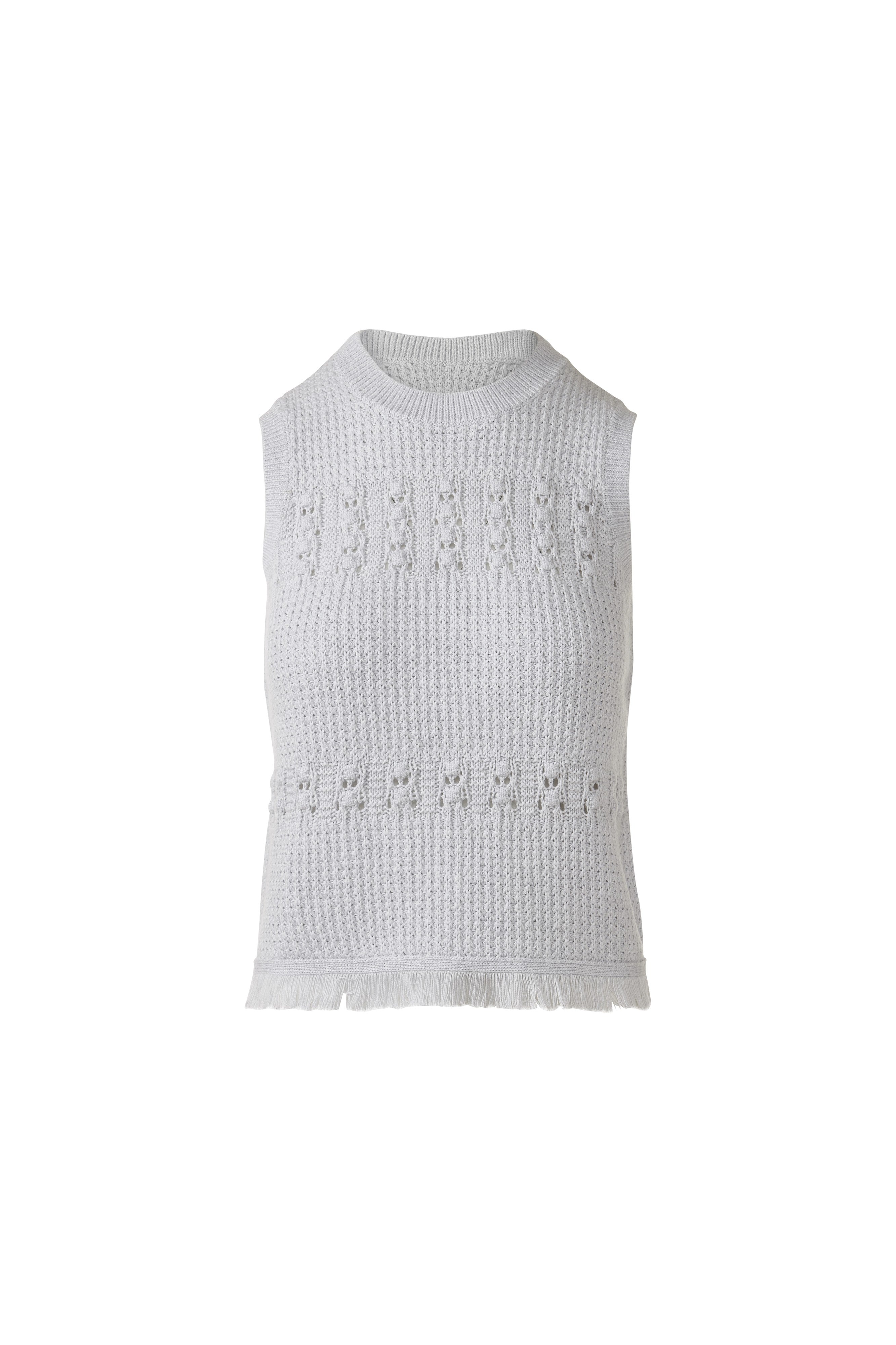 TEXTURED FRINGE SLEEVELESS CREW-DOVE-XS-Kinross Cashmere-Levy's Clothier