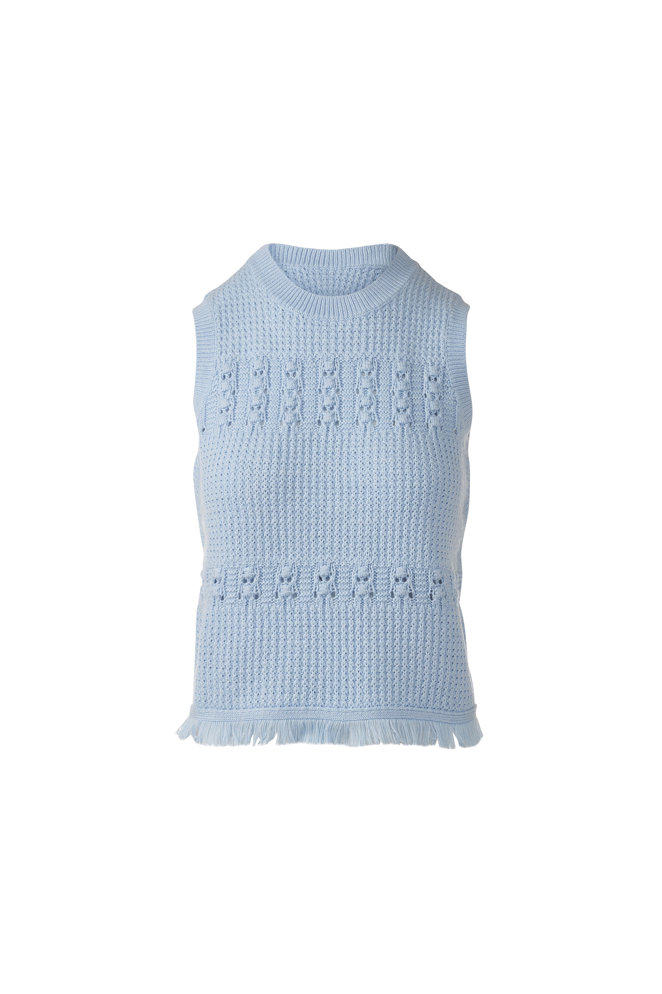 TEXTURED FRINGE SLEEVELESS CREW-SKYWAY-XS-Kinross Cashmere-Levy's Clothier