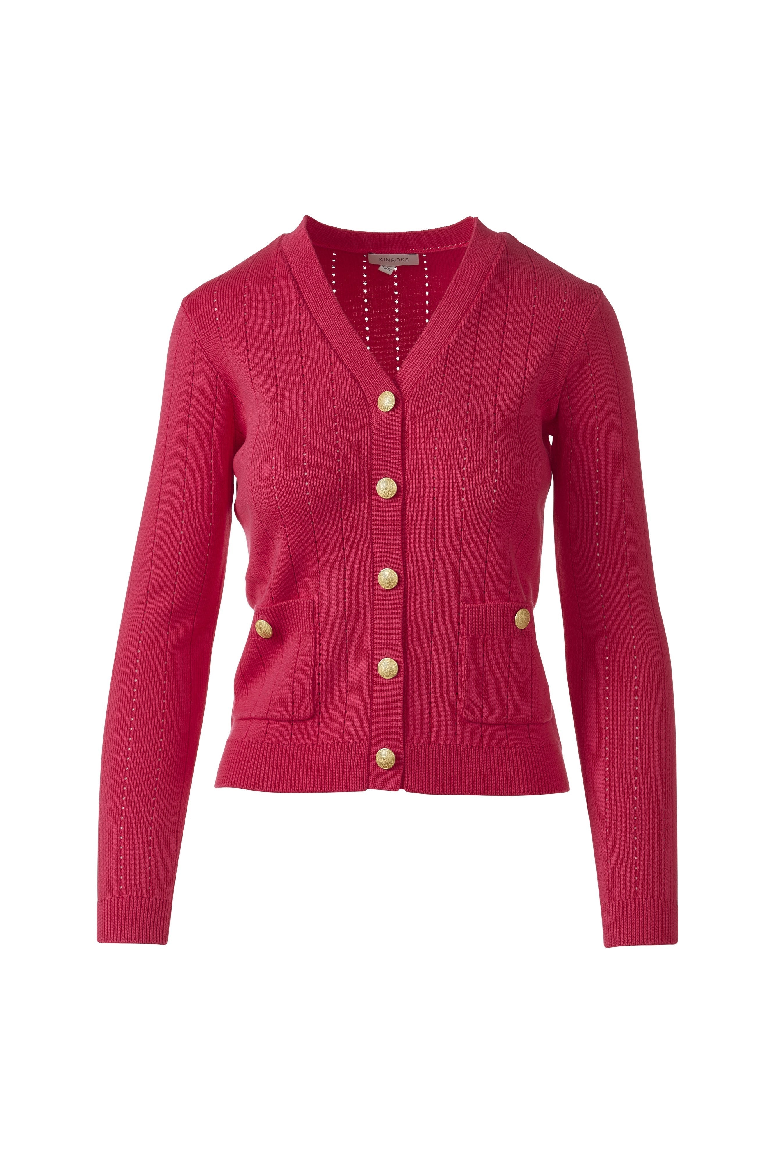 RIB BUTTON FRONT VEE-DAHLIA-XS-Kinross Cashmere-Levy's Clothier