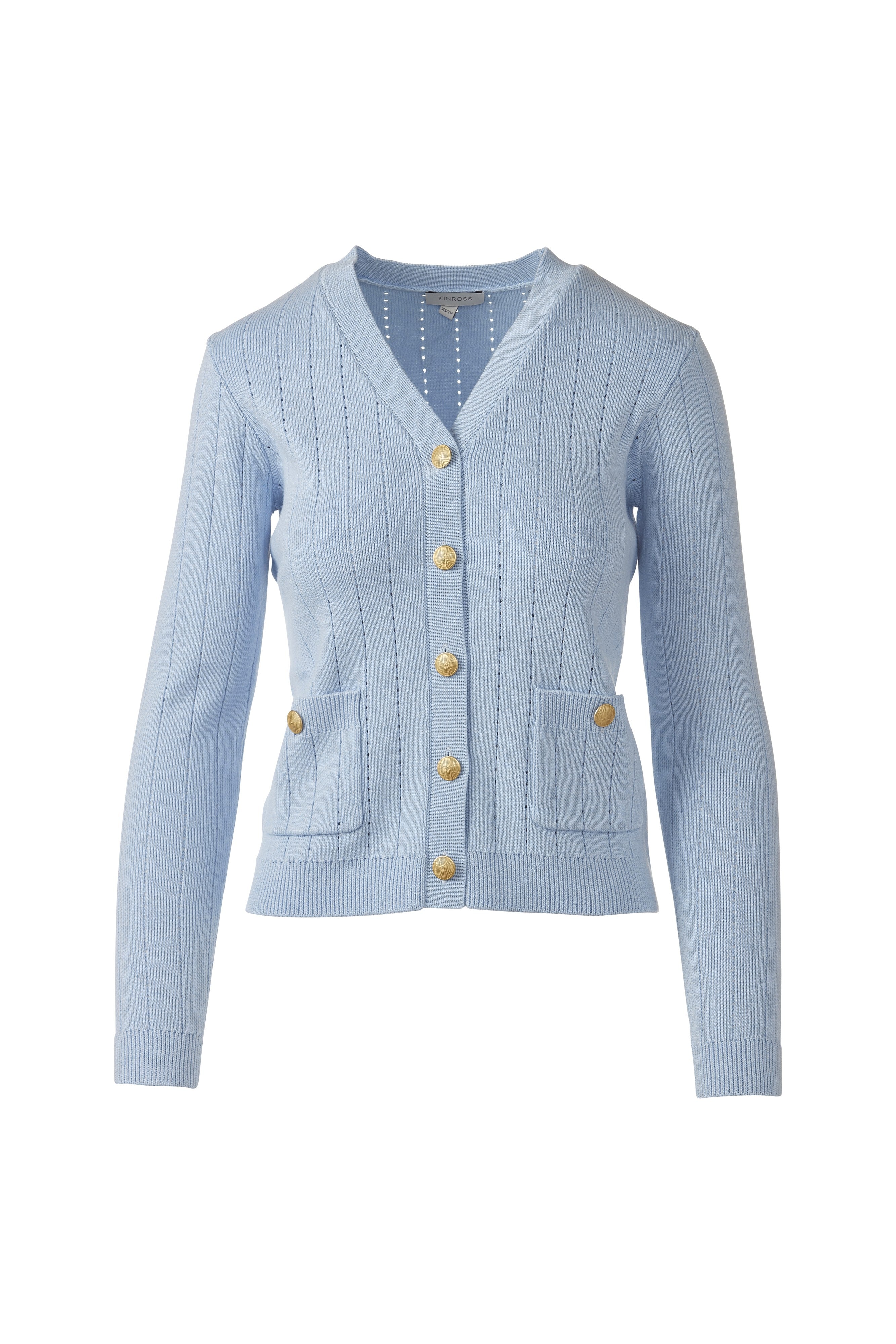 RIB BUTTON FRONT VEE-SKYWAY-XS-Kinross Cashmere-Levy's Clothier