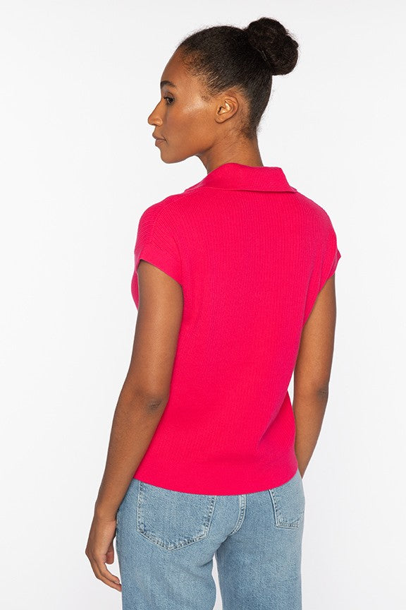 RIB SPLITNECK POLO-DAHLIA-XS-Kinross Cashmere-Levy's Clothier