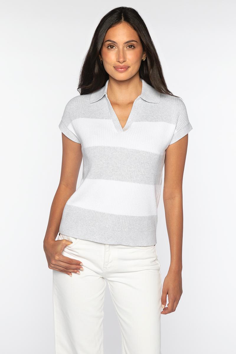 RIB SPLITNECK POLO-DAHLIA-XS-Kinross Cashmere-Levy's Clothier
