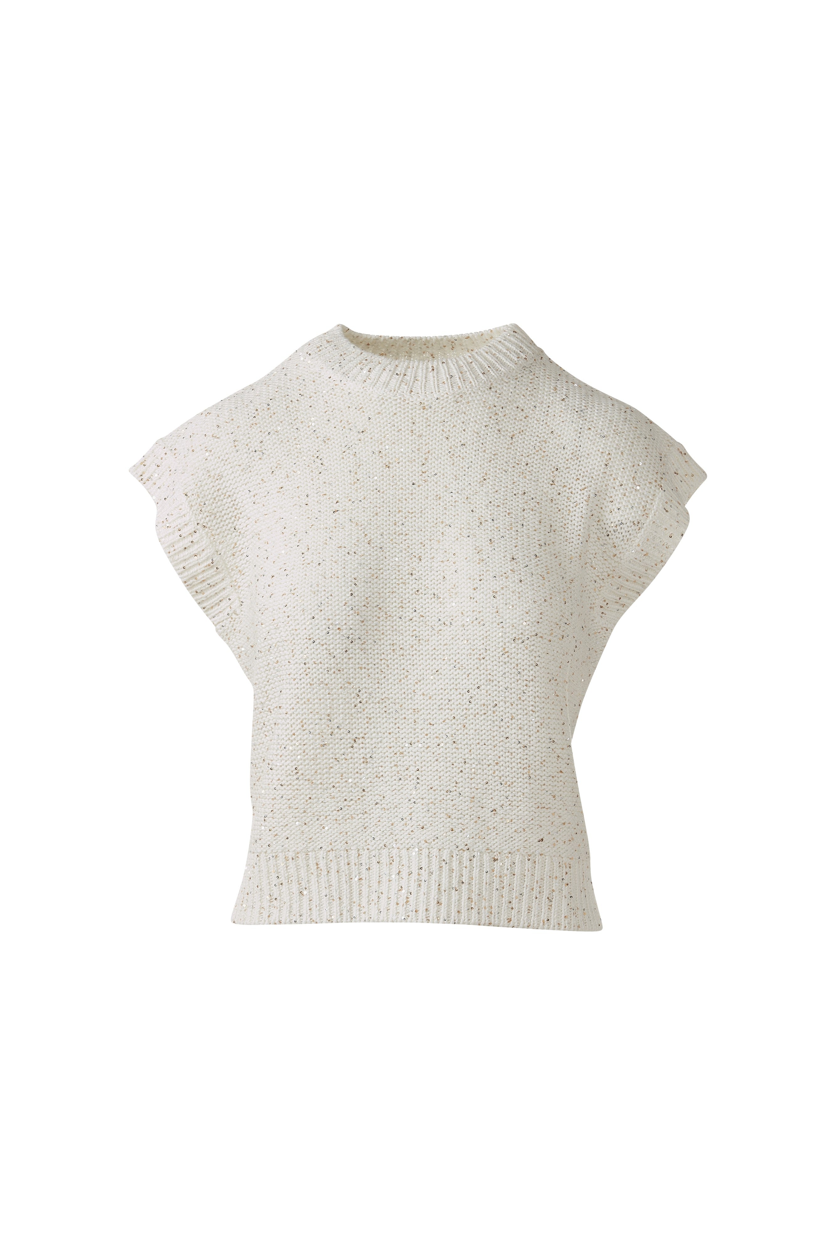 SEQUIN CAP SLEEVE CREW-CHALK-XS-Kinross Cashmere-Levy's Clothier