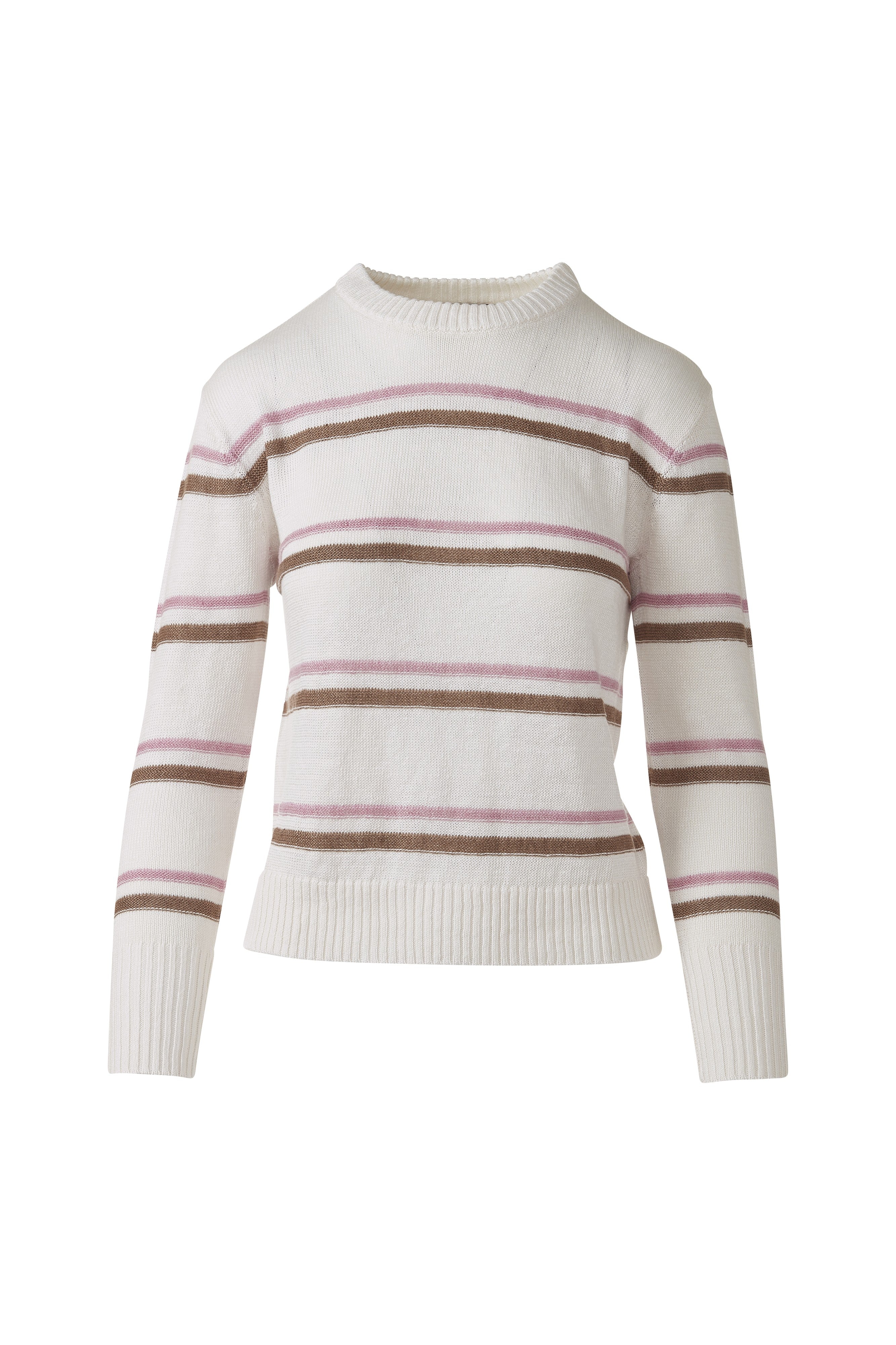 TEXTURED STRIPE CREW-WHITE_MULTI-XS-Kinross Cashmere-Levy's Clothier