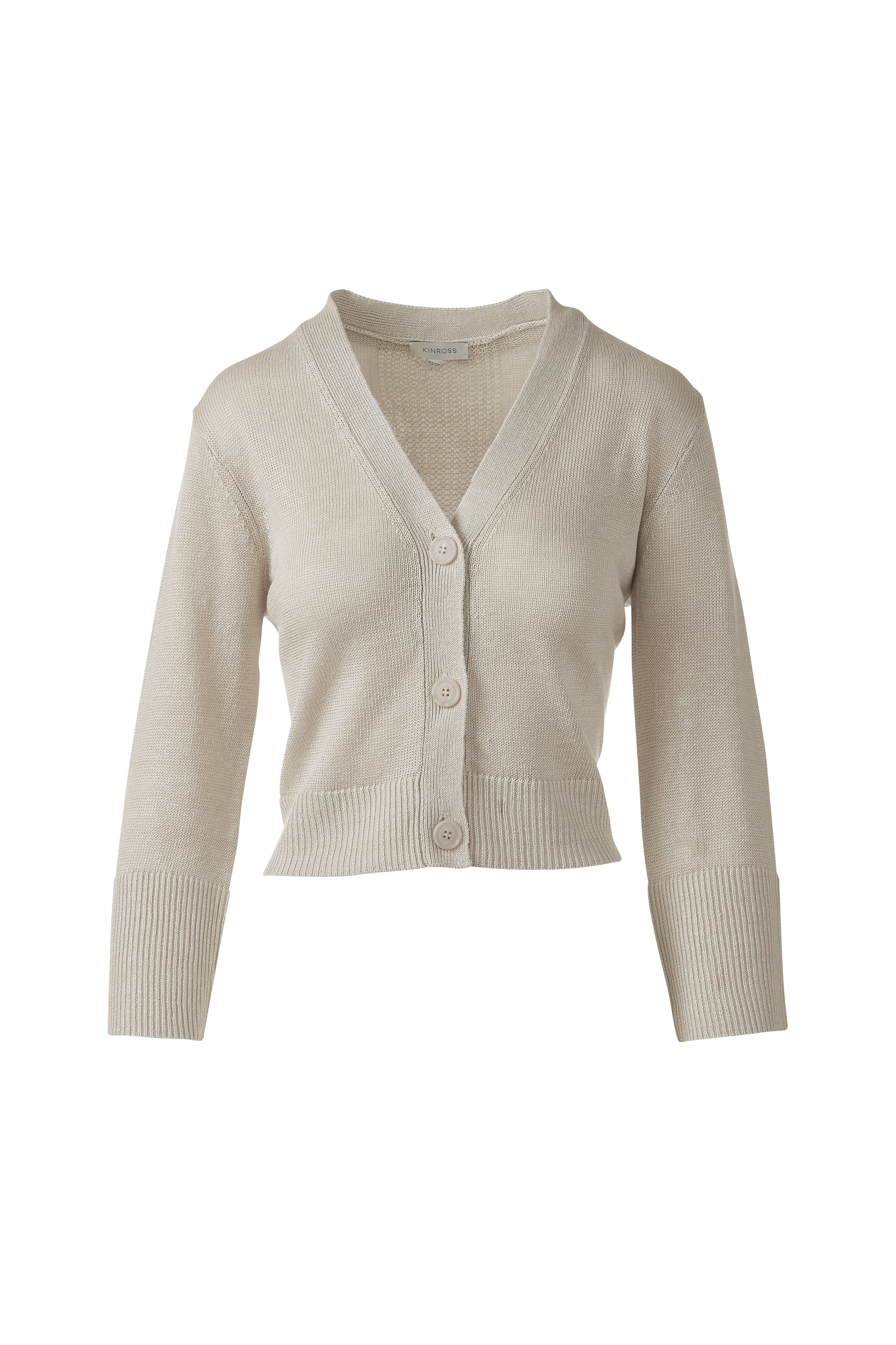 VEE BUTTON CARDIGAN-PEBBLE-XS-Kinross Cashmere-Levy's Clothier