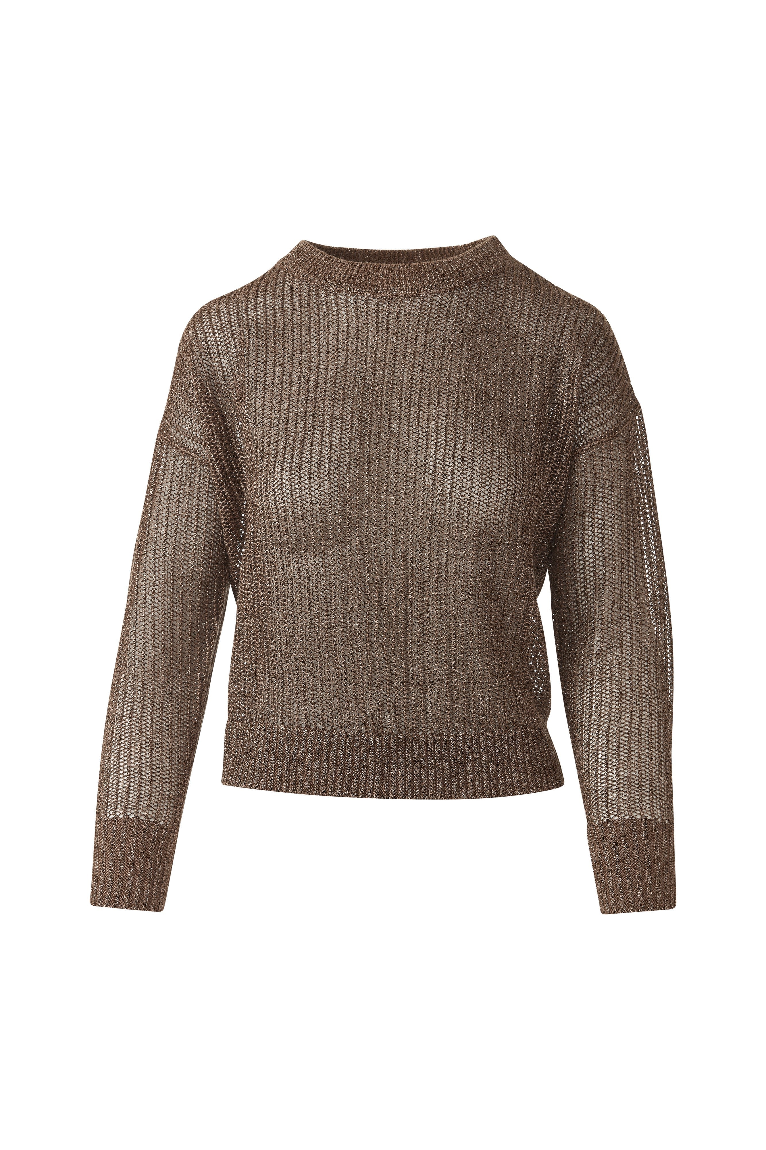 OPEN TEXTURE LUREX CREW-SADDLE-XS-Kinross Cashmere-Levy's Clothier