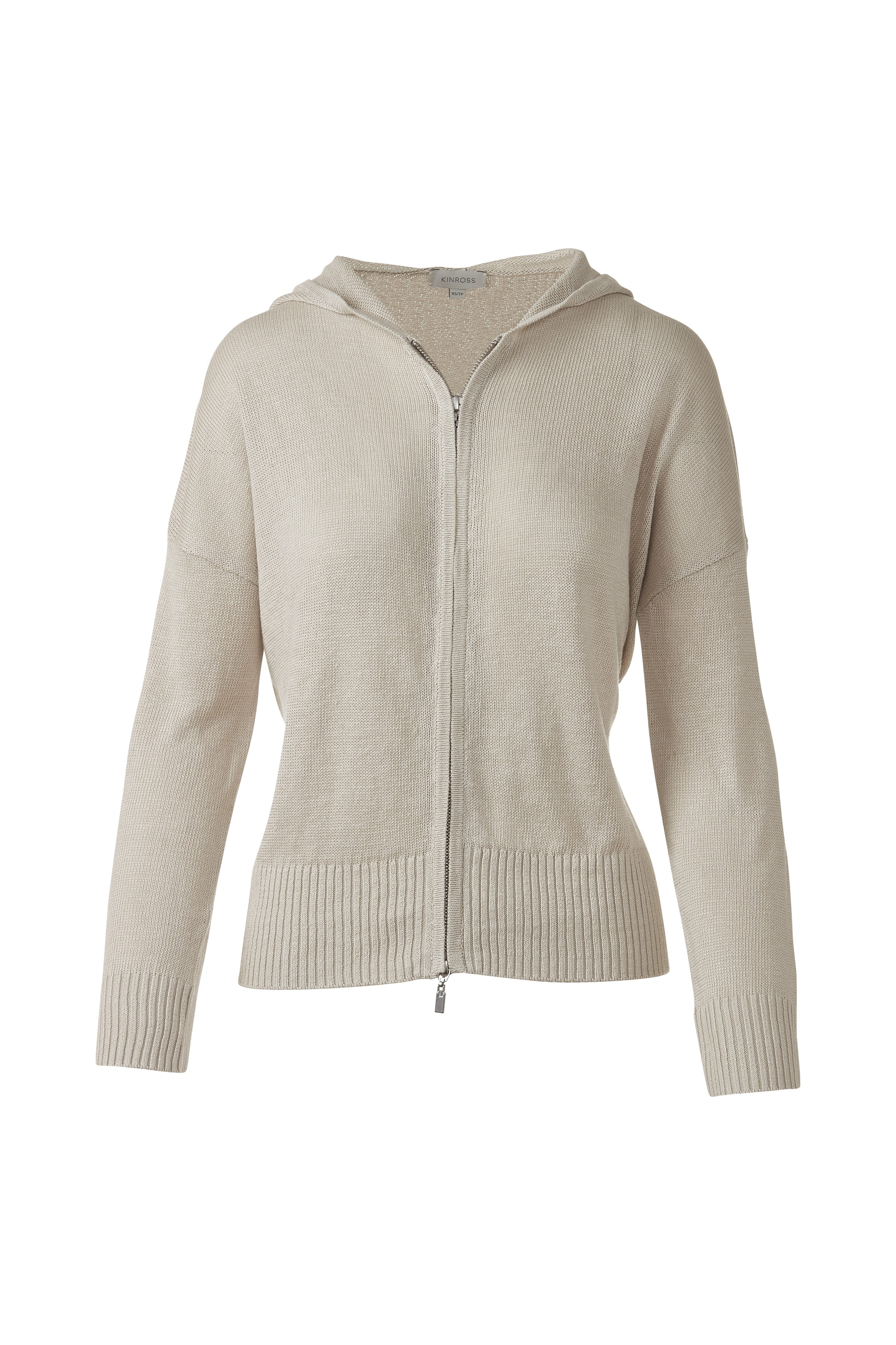 EASY ZIP HOODIE-PEBBLE-XS-Kinross Cashmere-Levy's Clothier