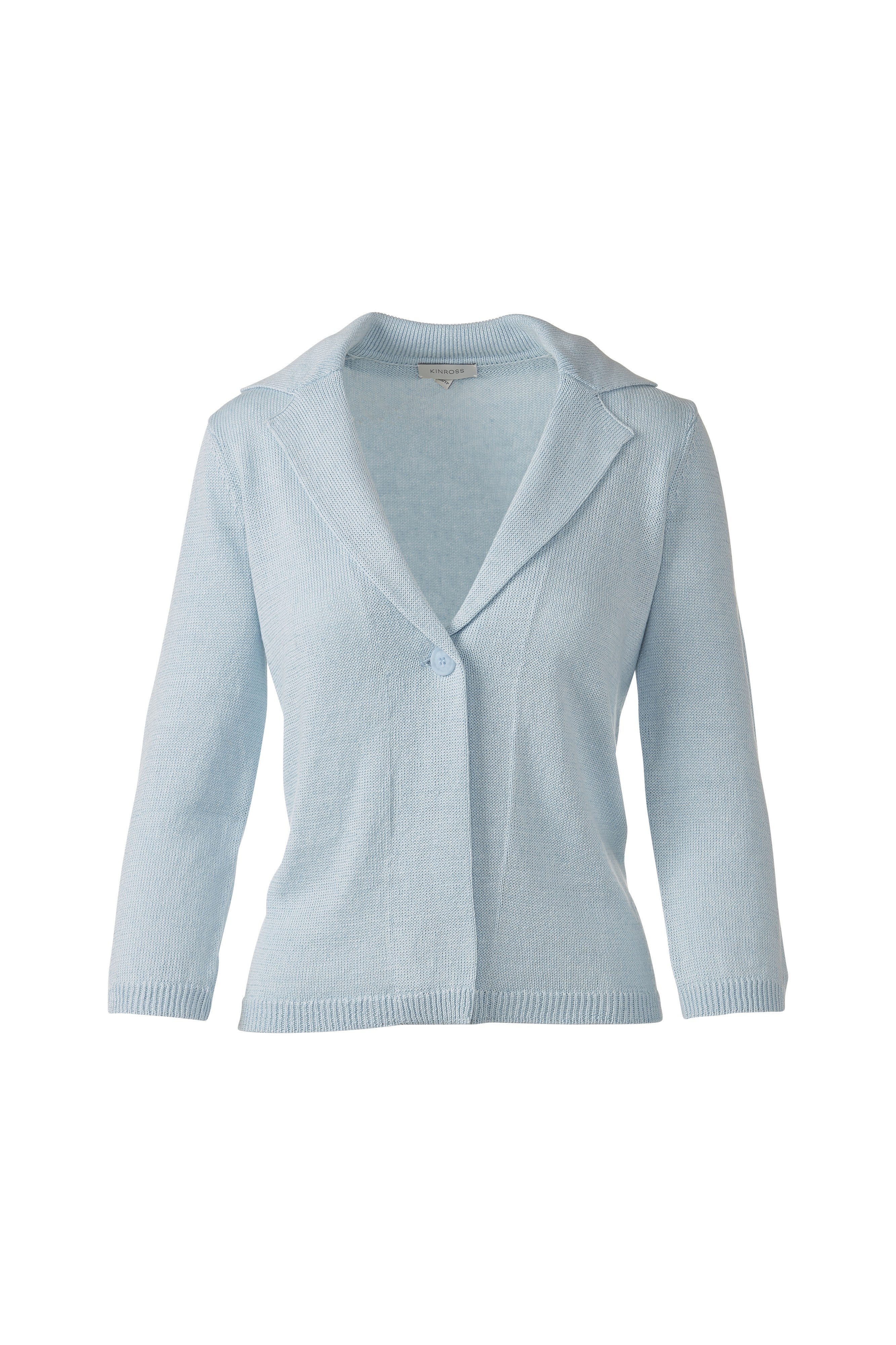 EASY NOTCH COLLAR CARDIGAN-CRYSTAL-XS-Kinross Cashmere-Levy's Clothier