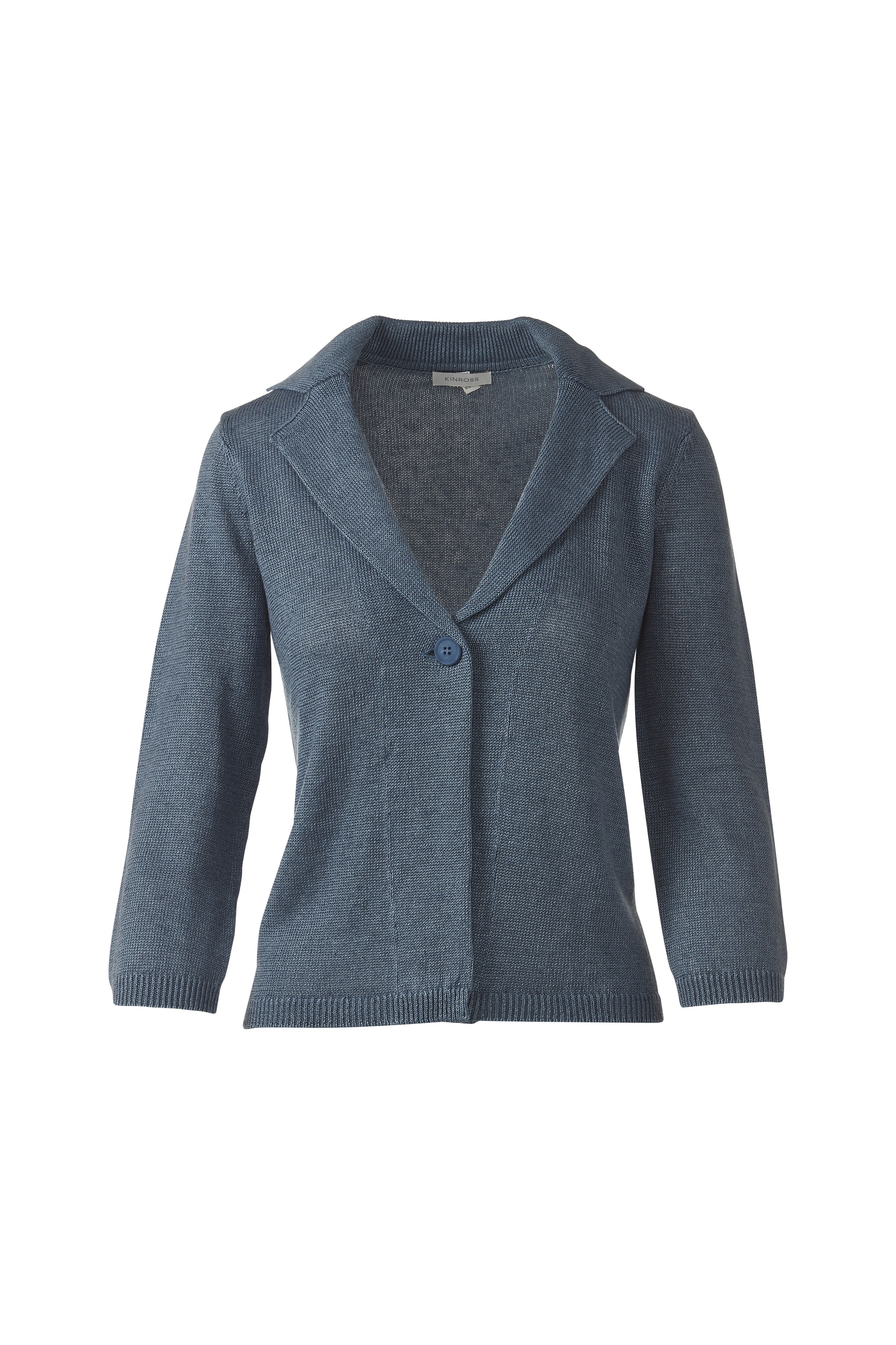 EASY NOTCH COLLAR CARDIGAN-INK-XS-Kinross Cashmere-Levy's Clothier