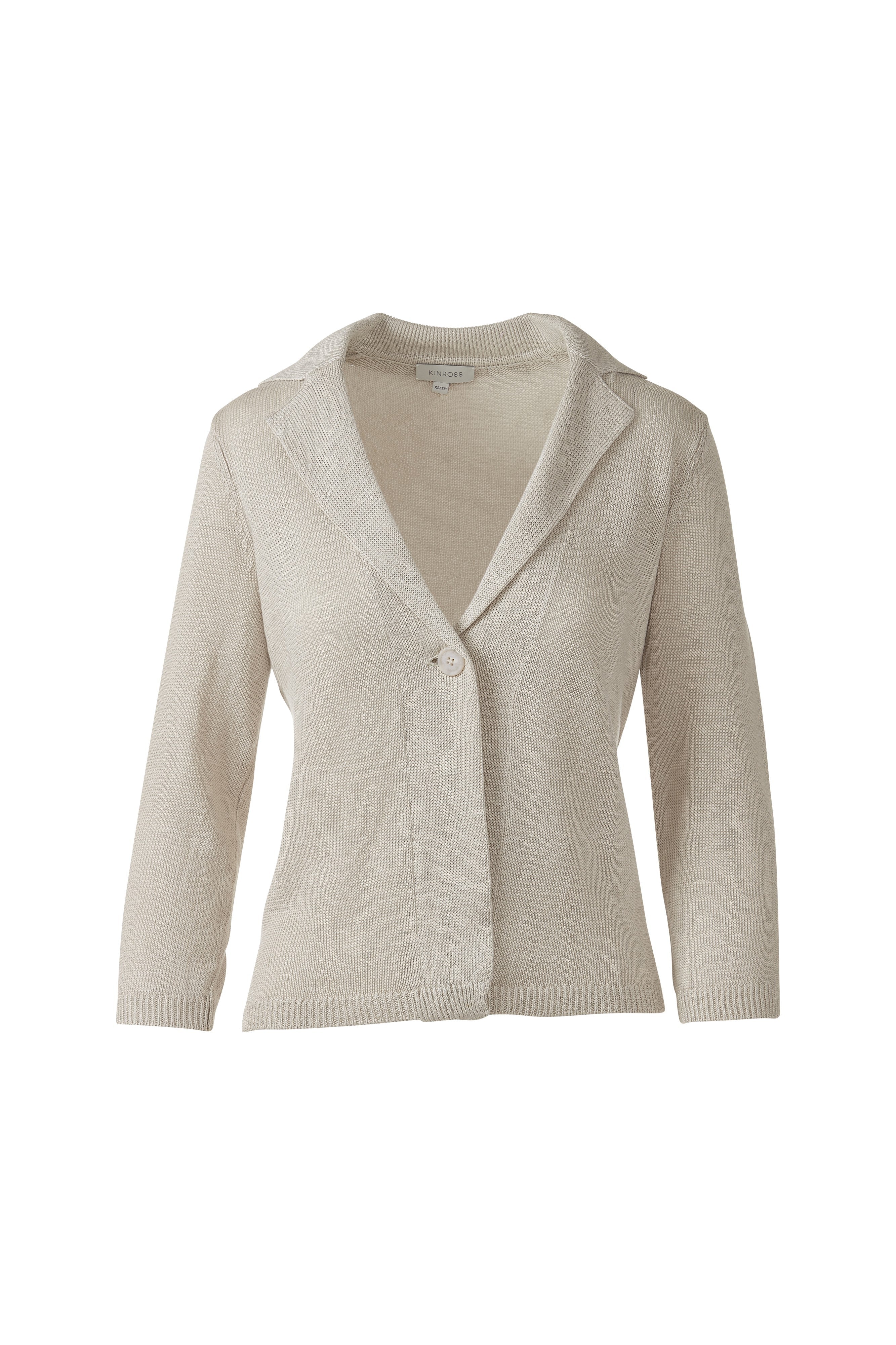 EASY NOTCH COLLAR CARDIGAN-PEBBLE-XS-Kinross Cashmere-Levy's Clothier