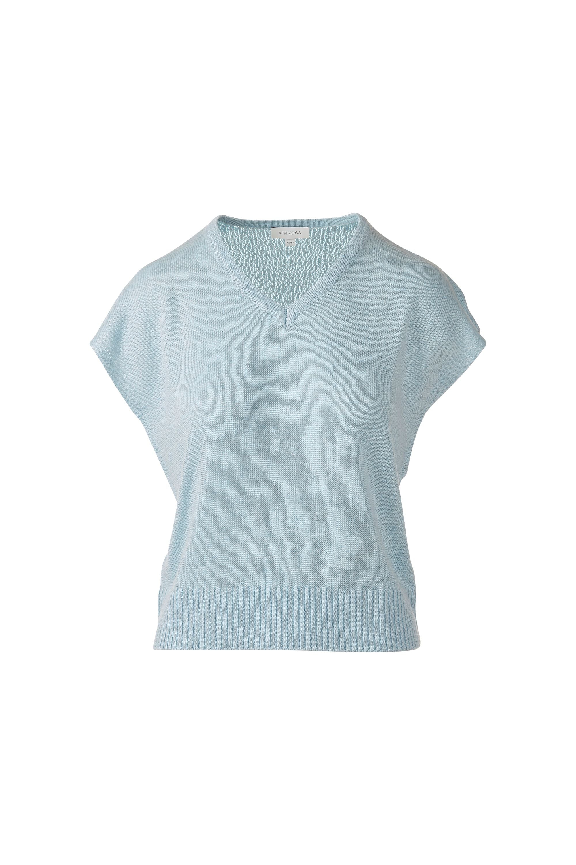 CAP SLEEVE VEE-CRYSTAL-XS-Kinross Cashmere-Levy's Clothier