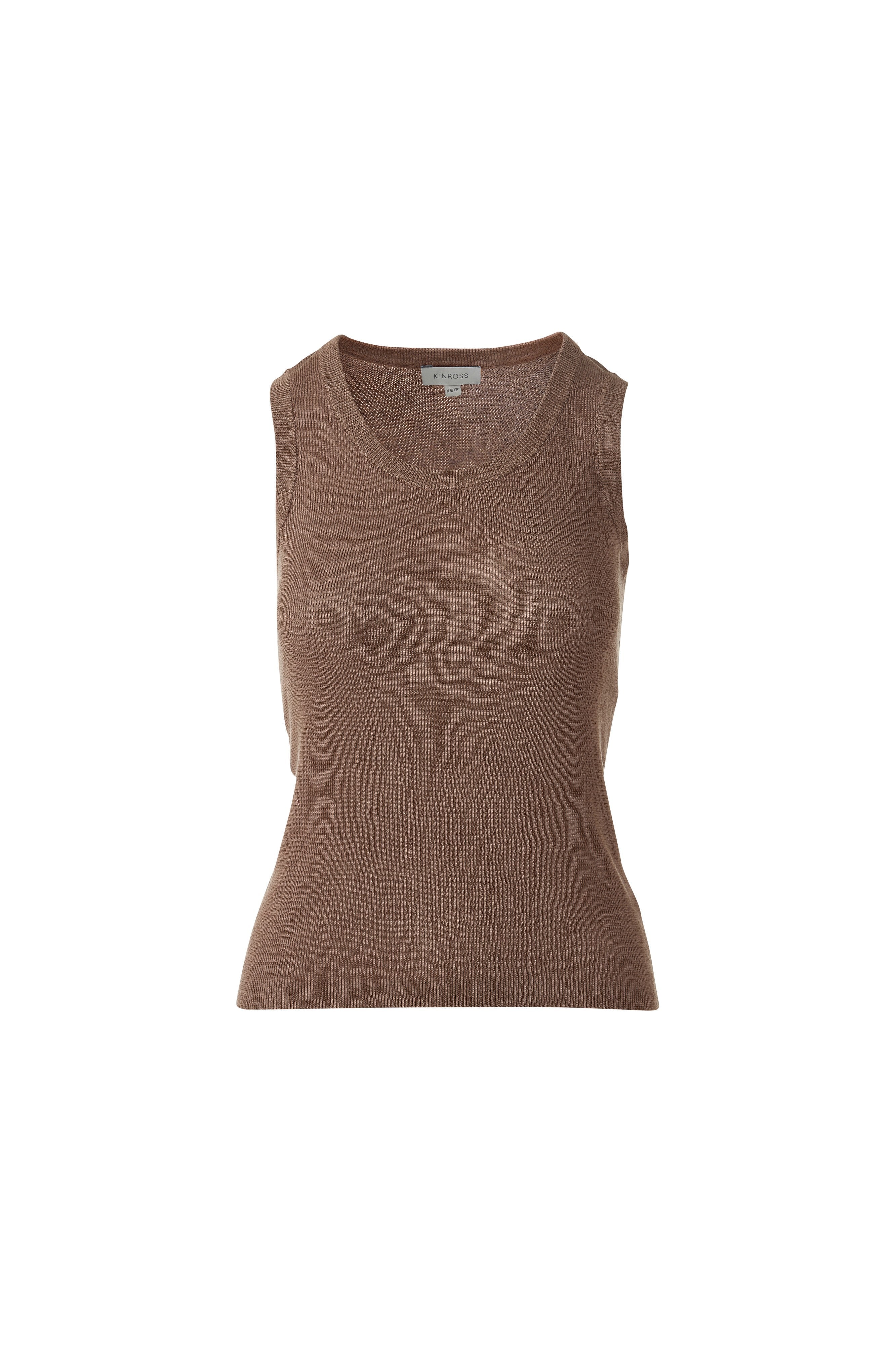 RIB TANK-SADDLE-XS-Kinross Cashmere-Levy's Clothier