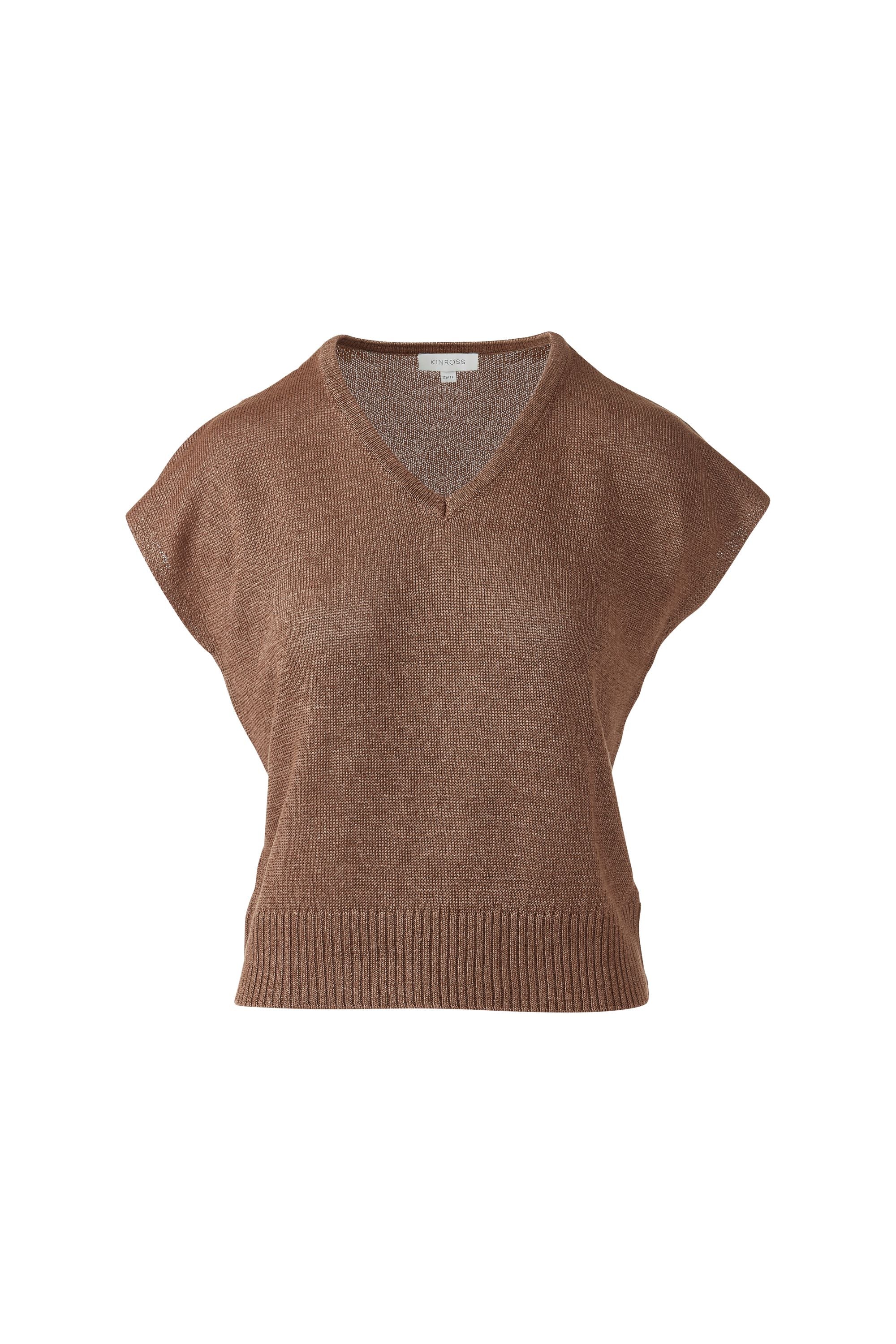 CAP SLEEVE VEE-SADDLE-XS-Kinross Cashmere-Levy's Clothier