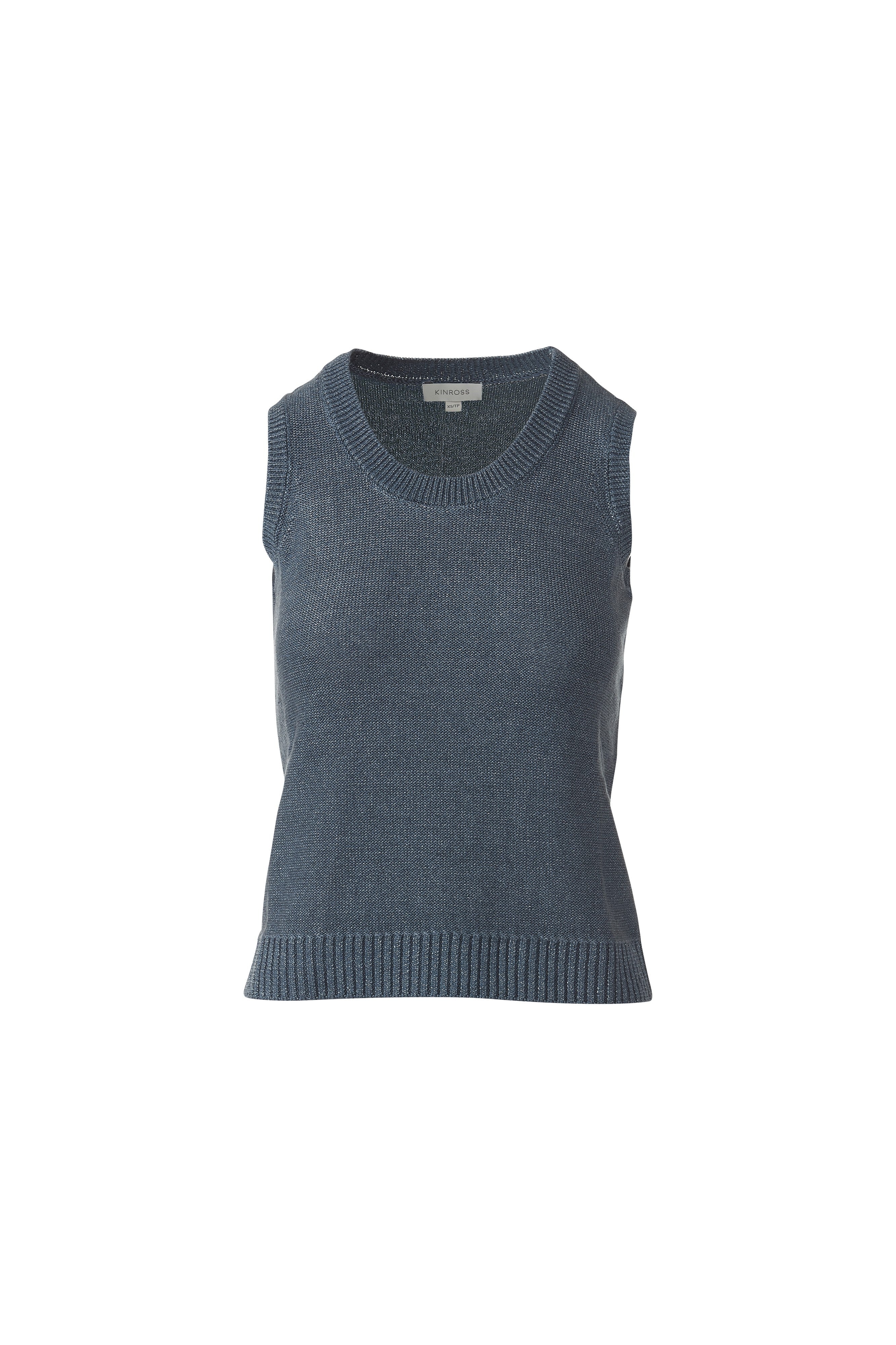 OPEN TEXTURE LUREX TANK-INK-XS-Kinross Cashmere-Levy's Clothier