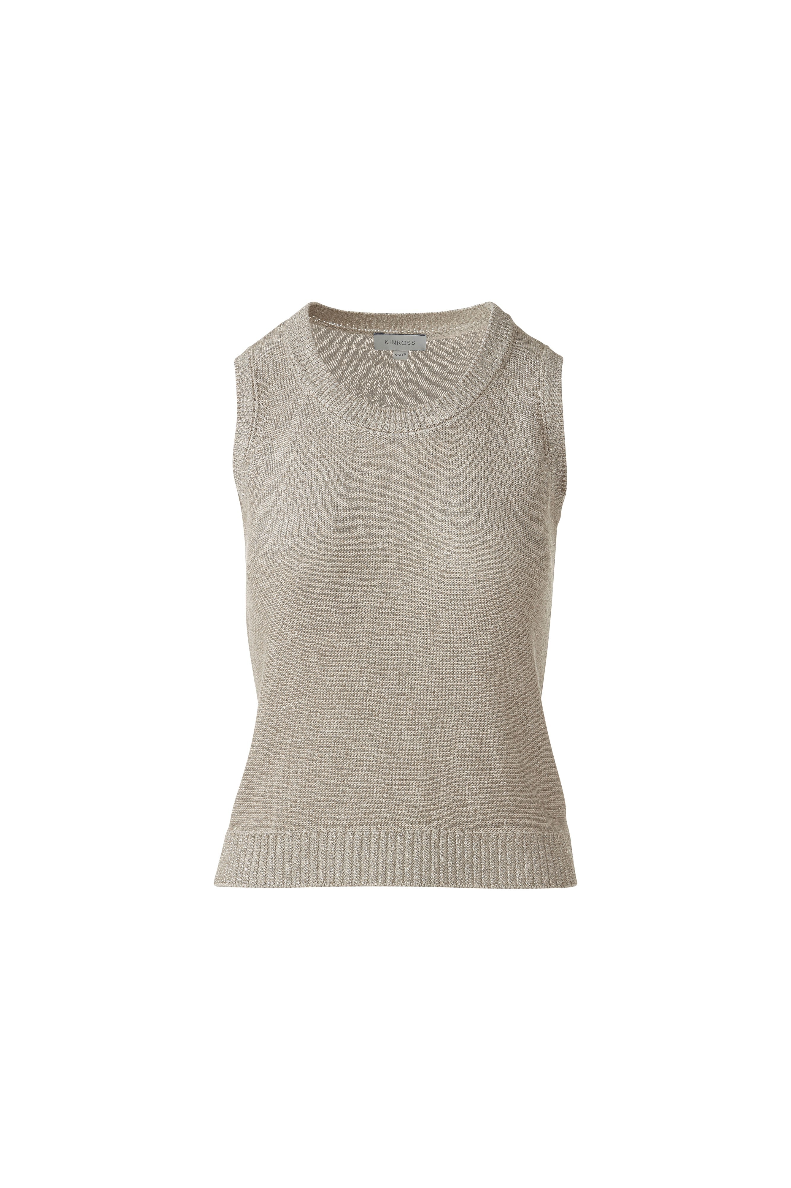 OPEN TEXTURE LUREX TANK-PEBBLE-XS-Kinross Cashmere-Levy's Clothier