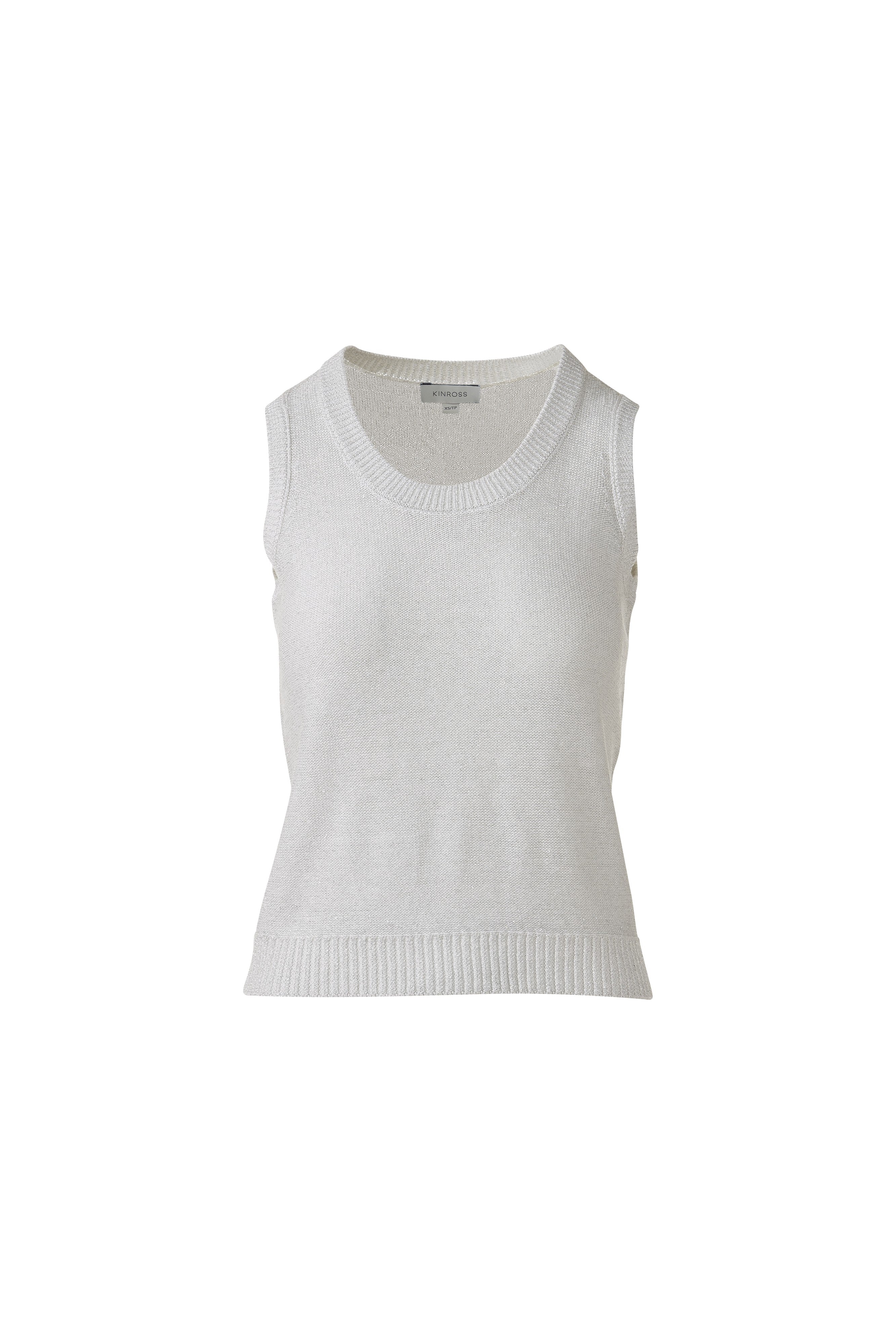 OPEN TEXTURE LUREX TANK-WHITE-XS-Kinross Cashmere-Levy's Clothier