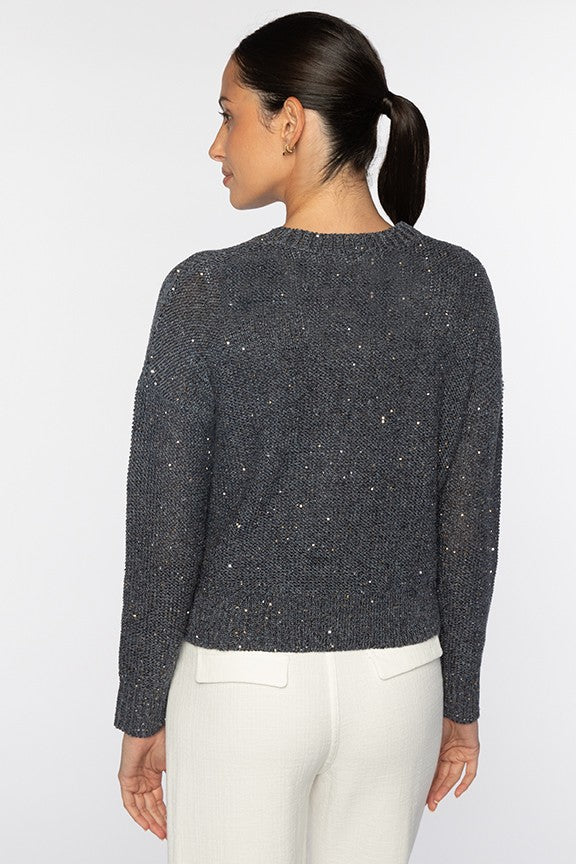 SEQUIN VEE CARDIGAN-FERN-XS-Kinross Cashmere-Levy's Clothier