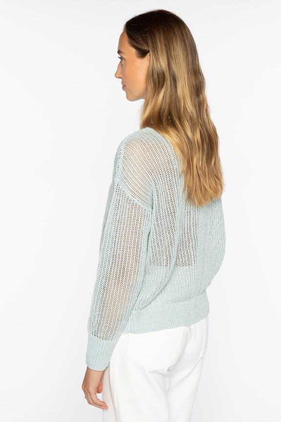 OPEN TEXTURE LUREX CREW-CRYSTAL-XS-Kinross Cashmere-Levy's Clothier