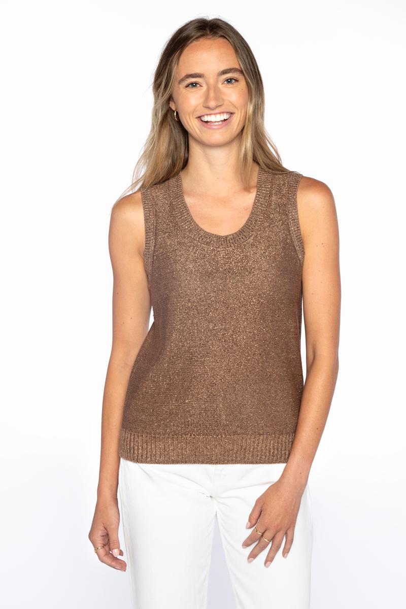 OPEN TEXTURE LUREX TANK-INK-XS-Kinross Cashmere-Levy's Clothier