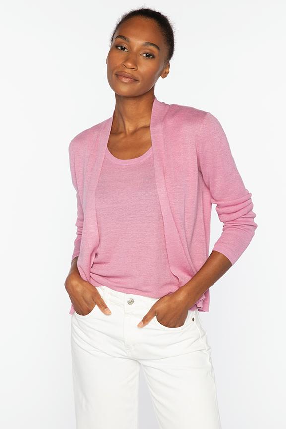 OPEN RIB CARDIGAN-BERRY-XS-Kinross Cashmere-Levy's Clothier