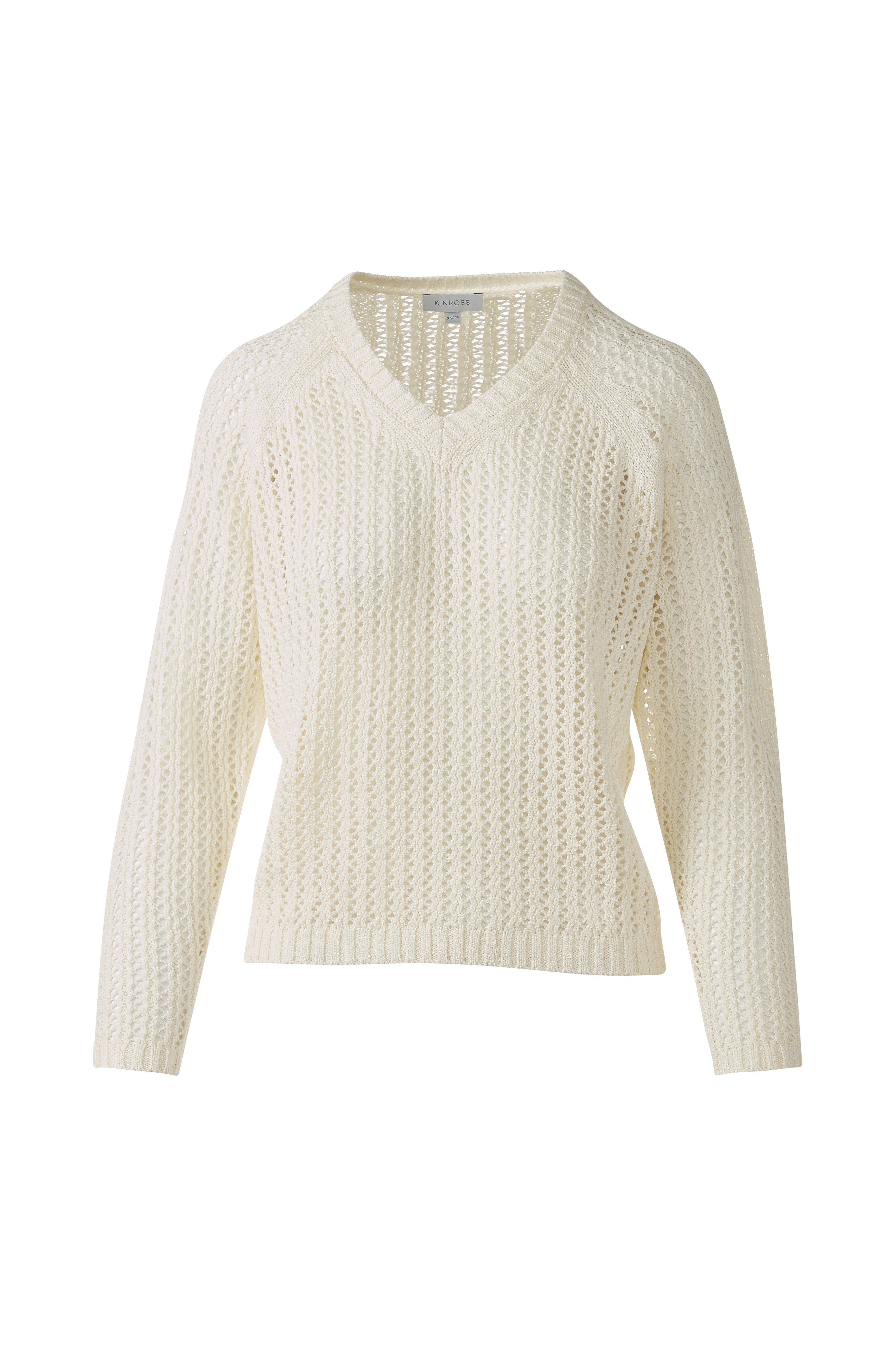 OPENWORK RAGLAN VEE-CHALK-XS-Kinross Cashmere-Levy's Clothier