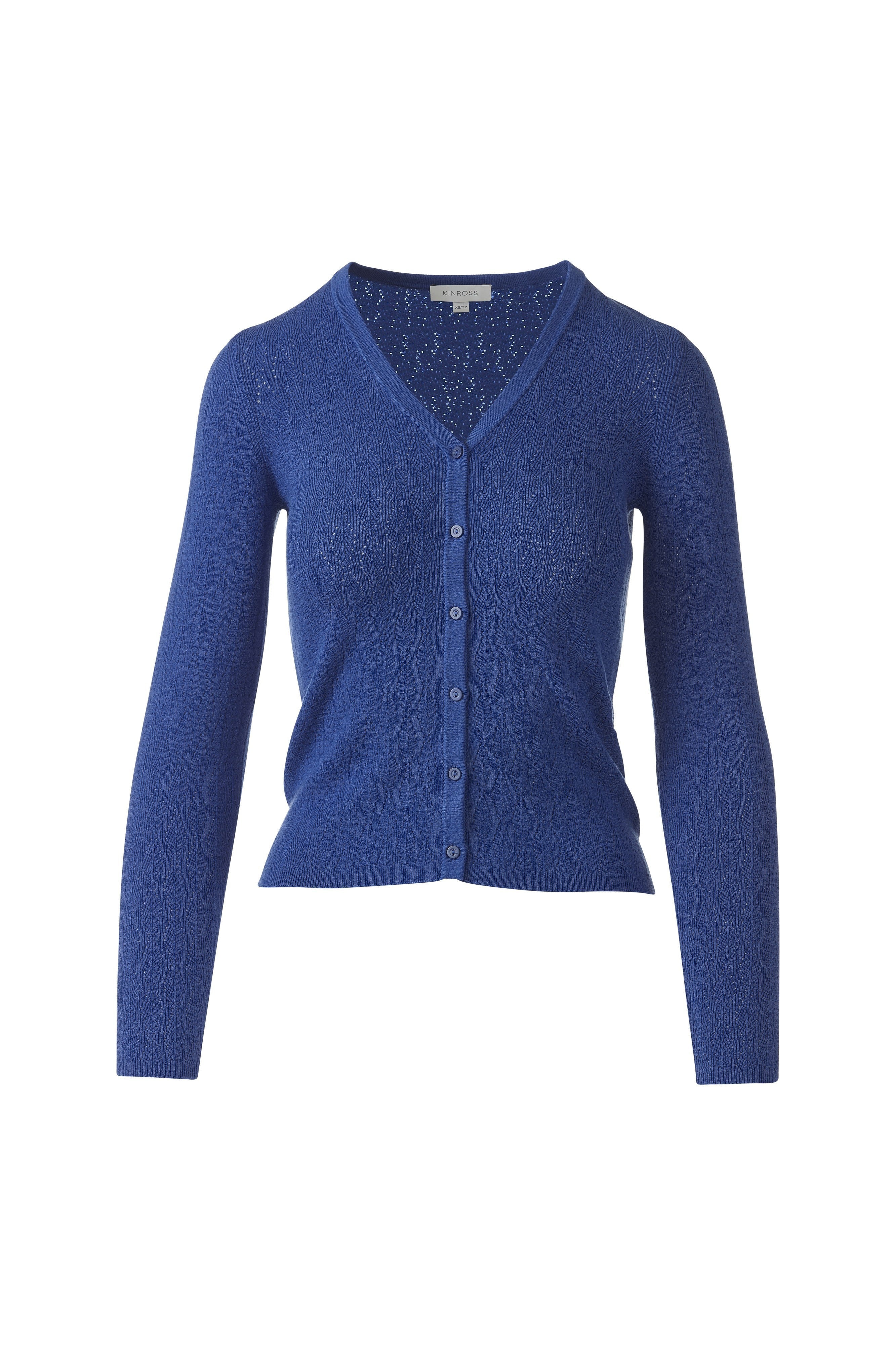 POINTELLE BUTTON FRONT VEE-ANCHOR-XS-Kinross Cashmere-Levy's Clothier