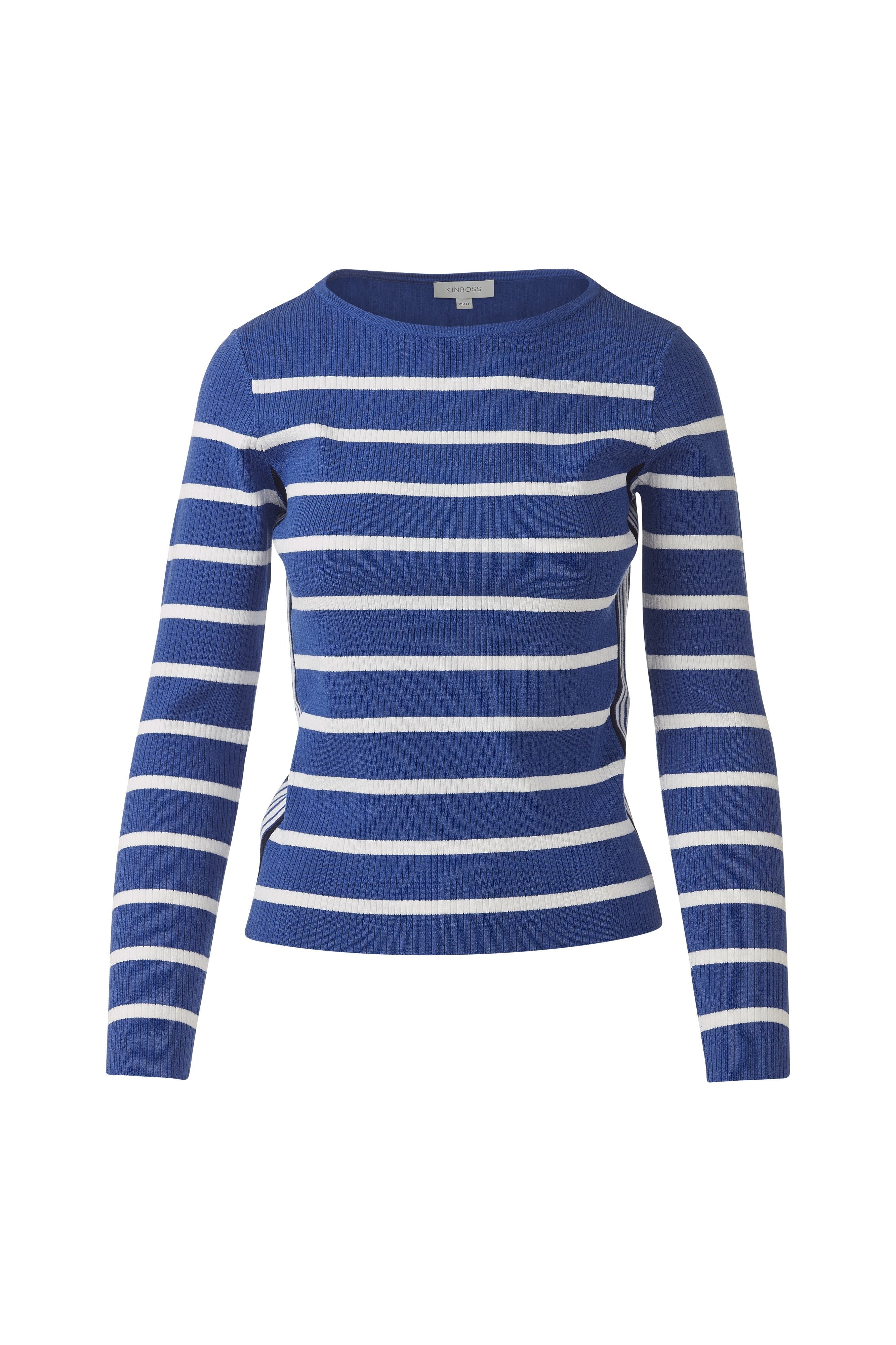 TIPPED RIB STRIPE BOATNECK-ACR/WHT/NAV-XS-Kinross Cashmere-Levy's Clothier